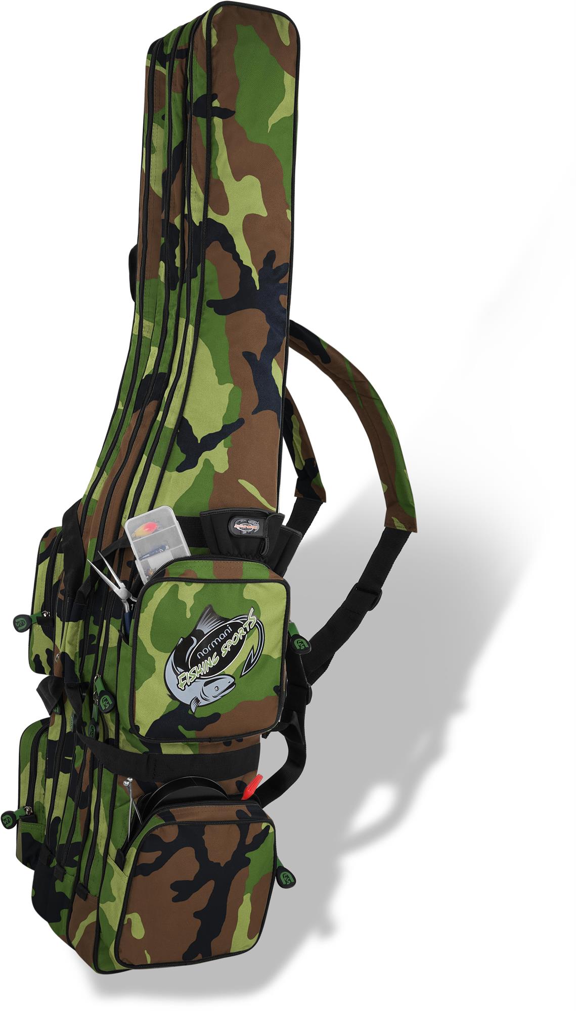 3 Kammern für 6 Ruten Rutenrucksack Angeltasche Rutentasche Rutenfutteral 160cm