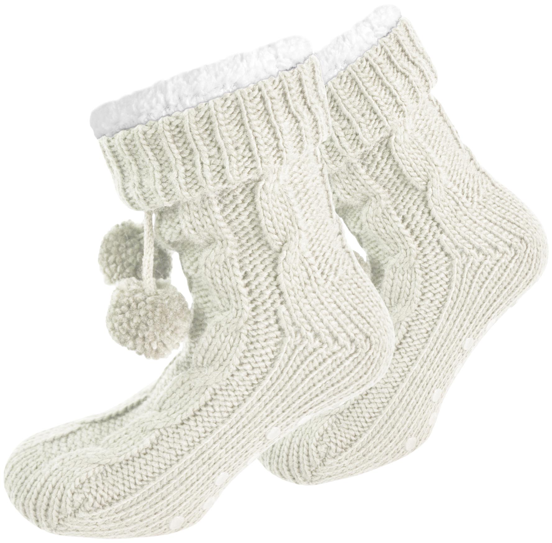 Bommel-Strick-Kuschelsocken mit Noppen |mit ABS |Hüttenschuhe | Hausschuh Ersatz - Bild 10 von 53