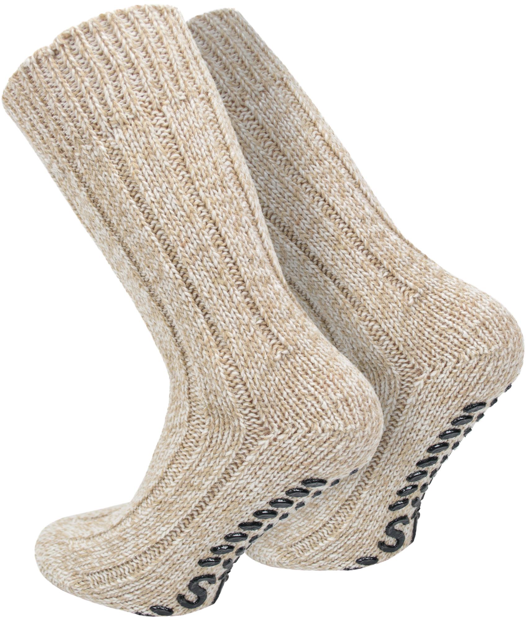 2 Paar Norweger-ABS-Socken Schafwolle, Rutschfest, Wärmend, Hausschuhersatz