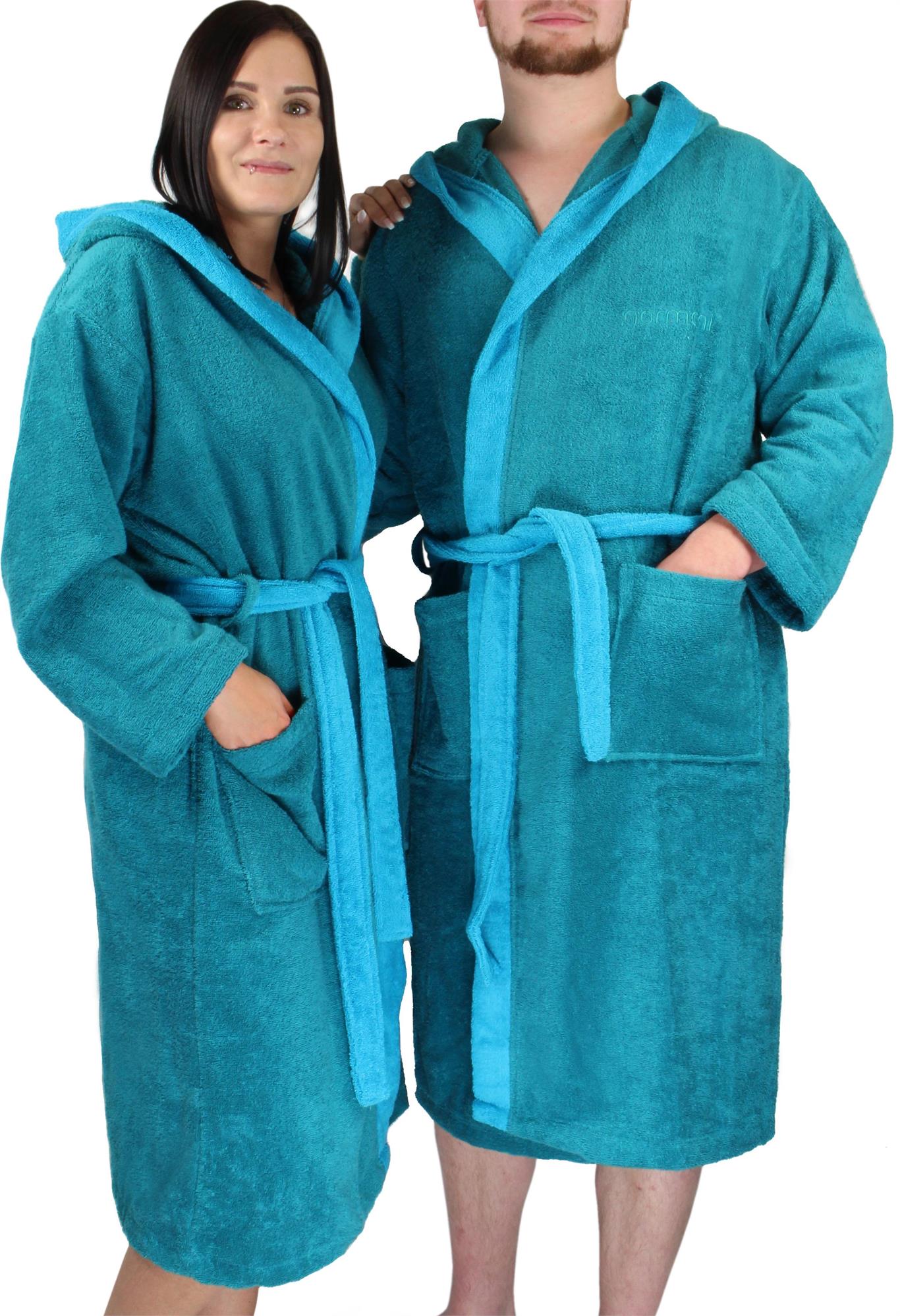 Kapuzenbademantel Frottee-Bademantel Baumwolle Damen & Herren Weich & Kuschelig - Bild 41 von 43