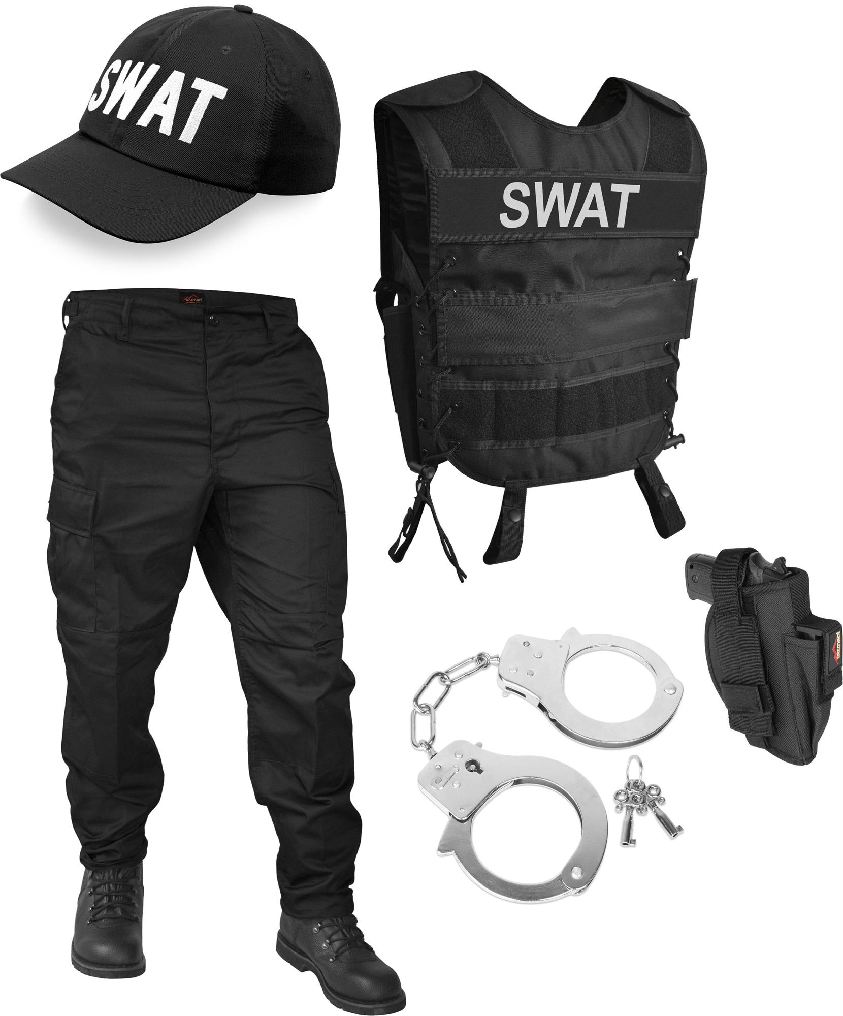 SWAT o. Security-Kostüm Einsatz-Uniform Karneval-Fasching-Outfit 6-Teilig S- 6XL