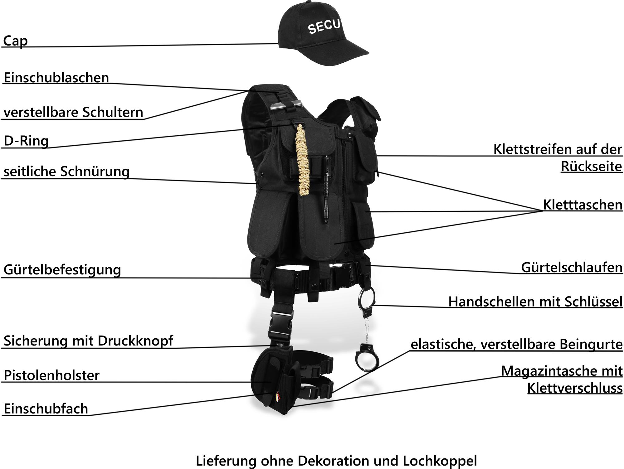 SWAT, SECURITY, POLICE Uniform Outfit Karneval-Verkleidung Kostüm Fasching Party - Foto 14 di 45
