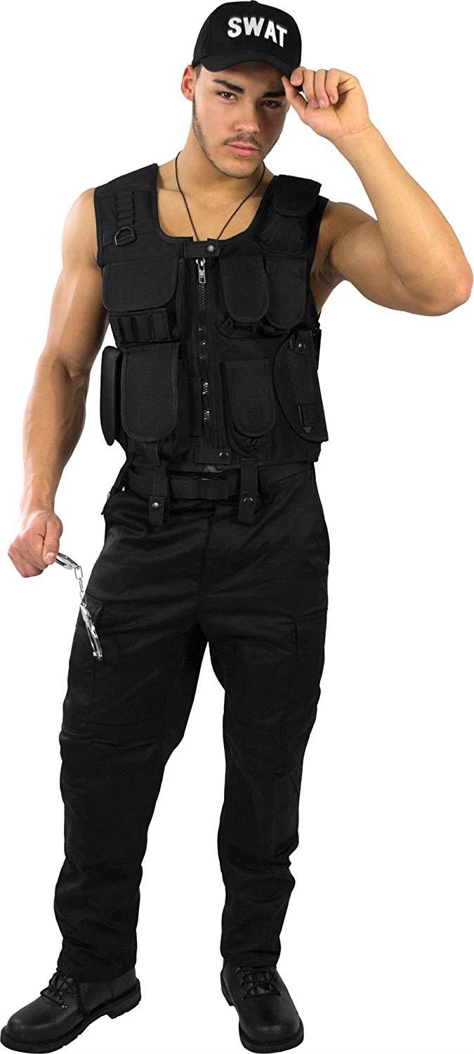 Fashing Kostüm POLICE, SWAT, SECURITY Weste Patch Beinholster Cap Handschellen - Bild 11 von 23