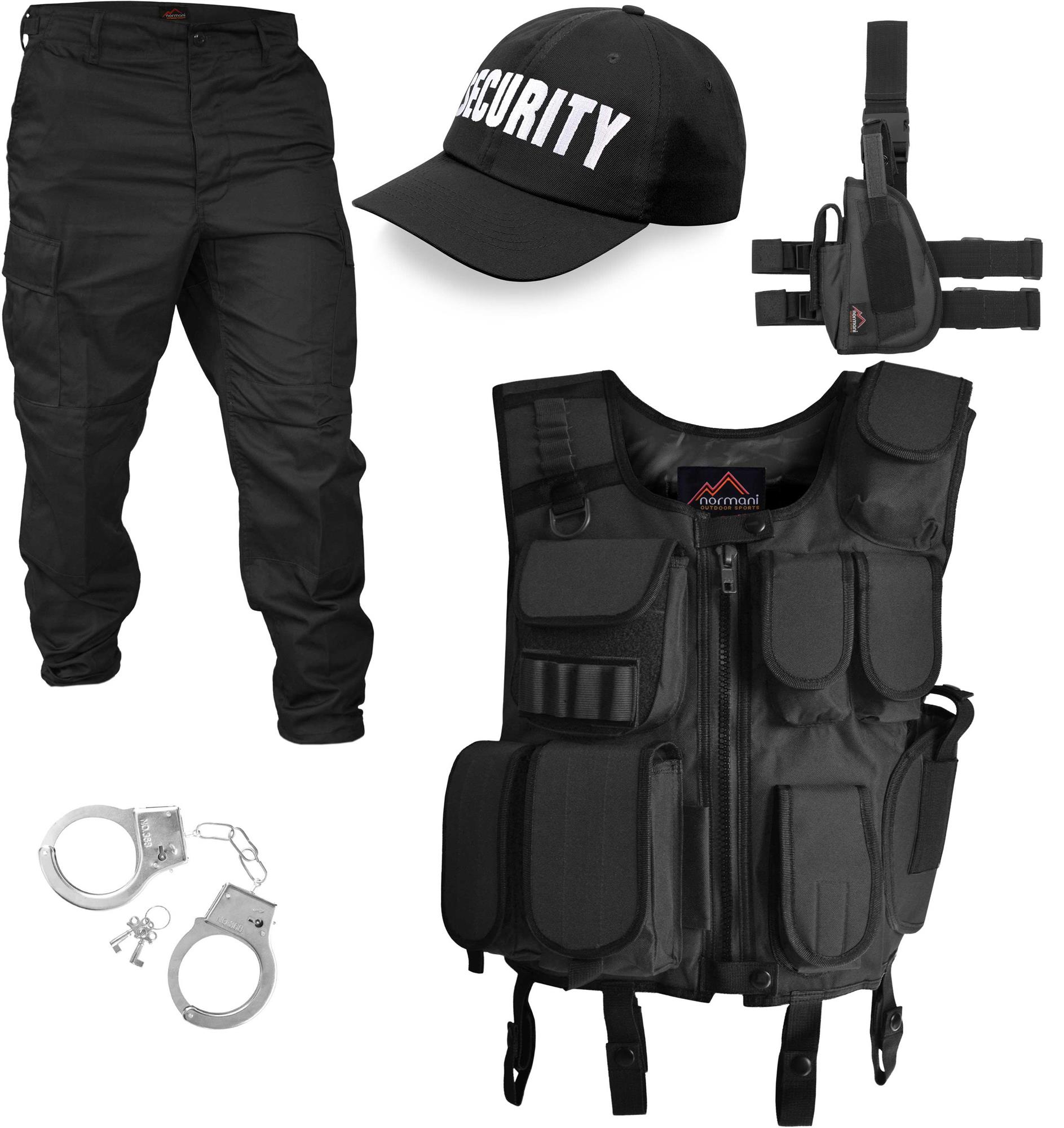 SWAT Kostüm Set bestehend aus Weste, Hose, Pistolenholster, Cap