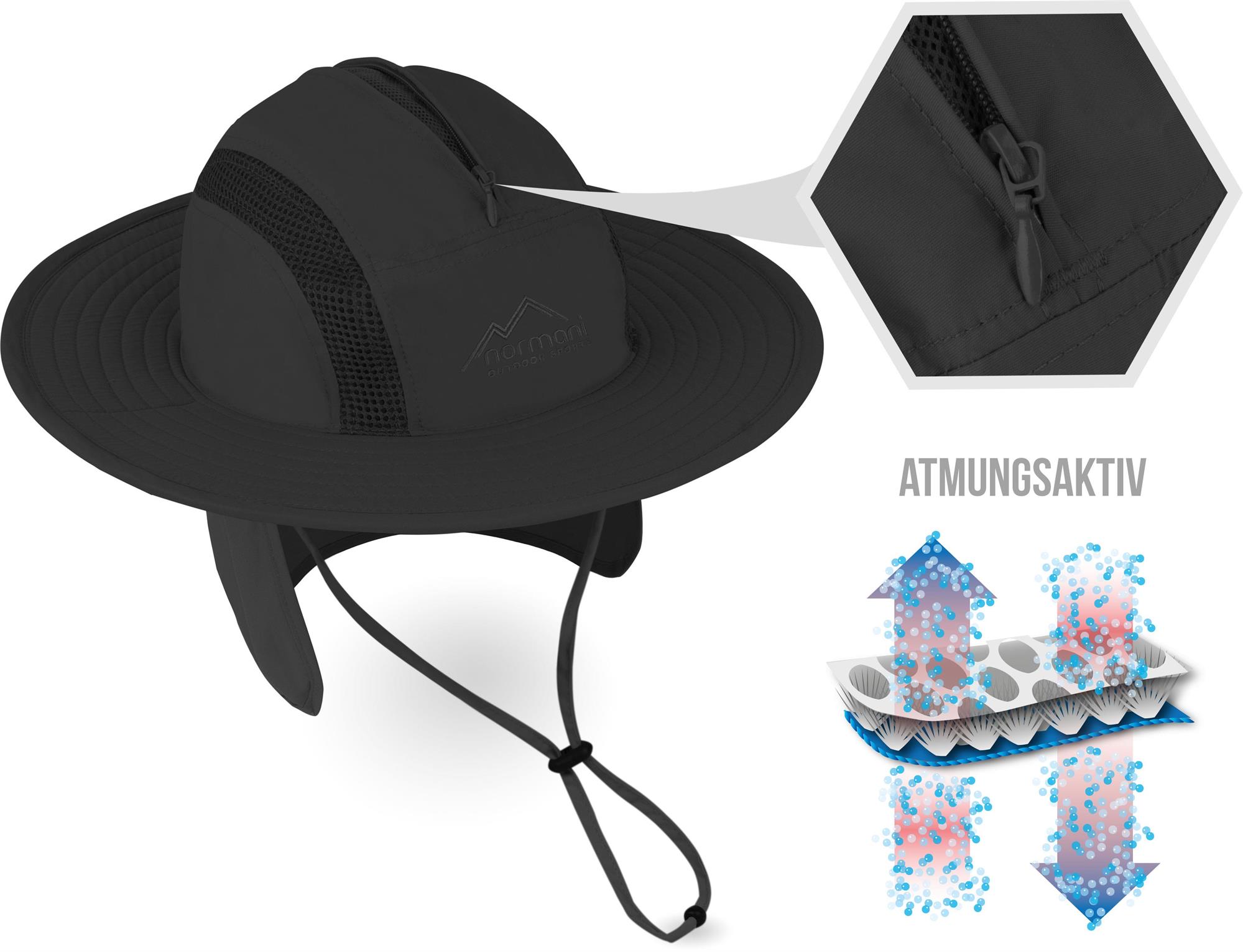 Buschhut Sonnenhut Outdoor Schlapphut mit Nackenschutz [UV-Schutz 40] Sporthut