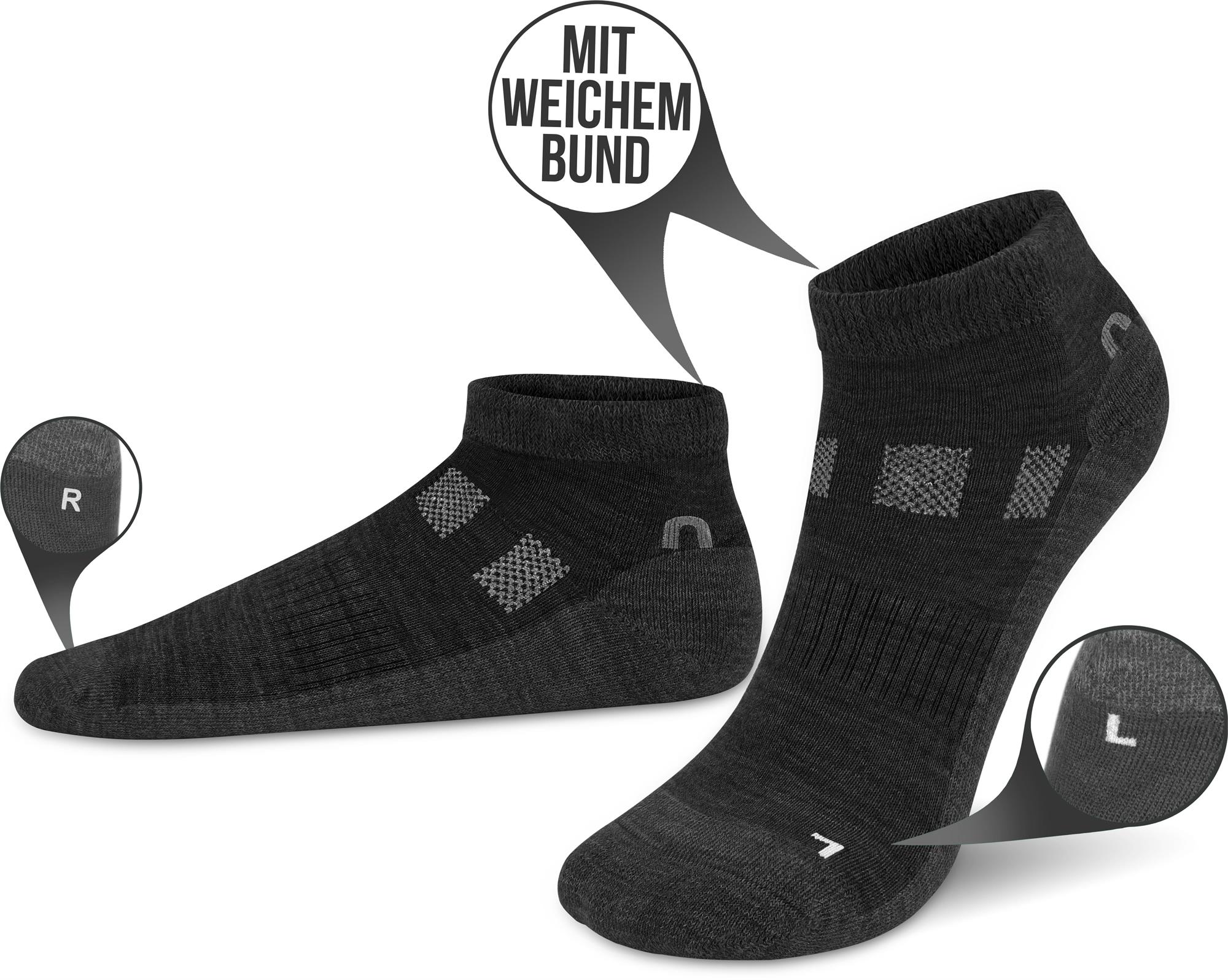 2 Paar Merino-Sneakersocken kurze Halbsocken Wandersneakers Sportsneaker