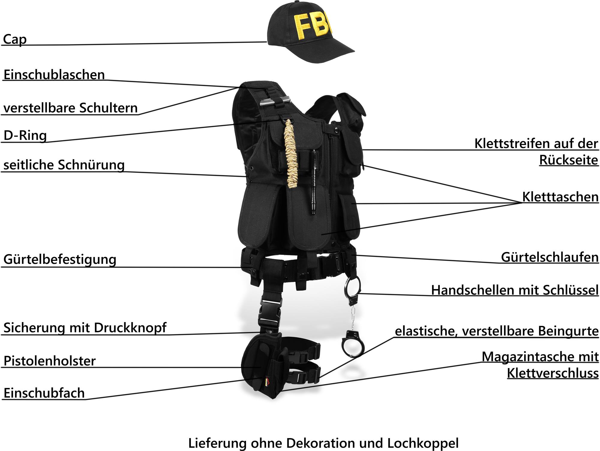 SWAT, SECURITY, POLICE Uniform Outfit Karneval-Verkleidung Kostüm Fasching Party - Foto 33 di 45