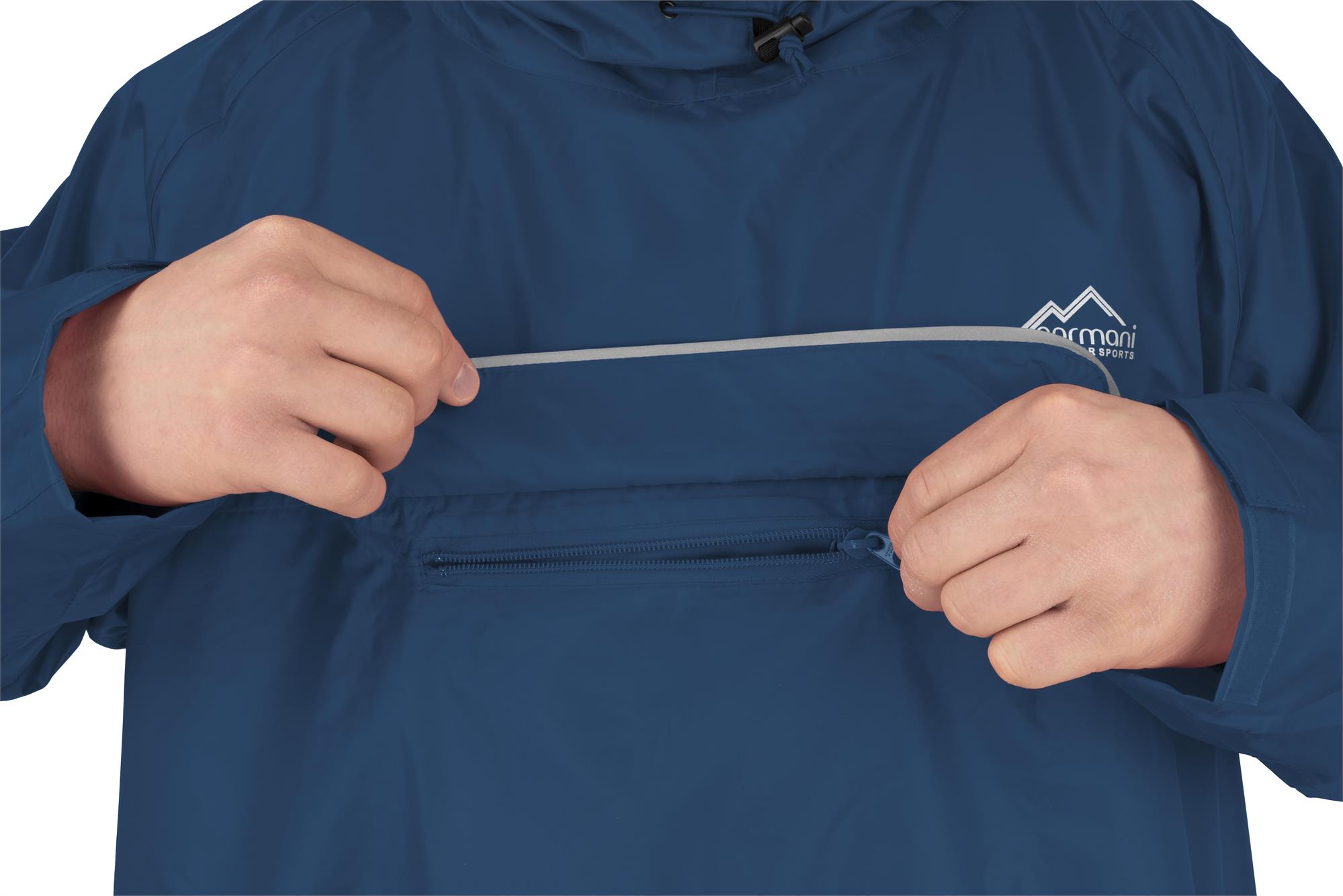 Unisex Wasserdichter Regenponcho mit Ärmeln Brusttasche Reflektoren - Extra Lang