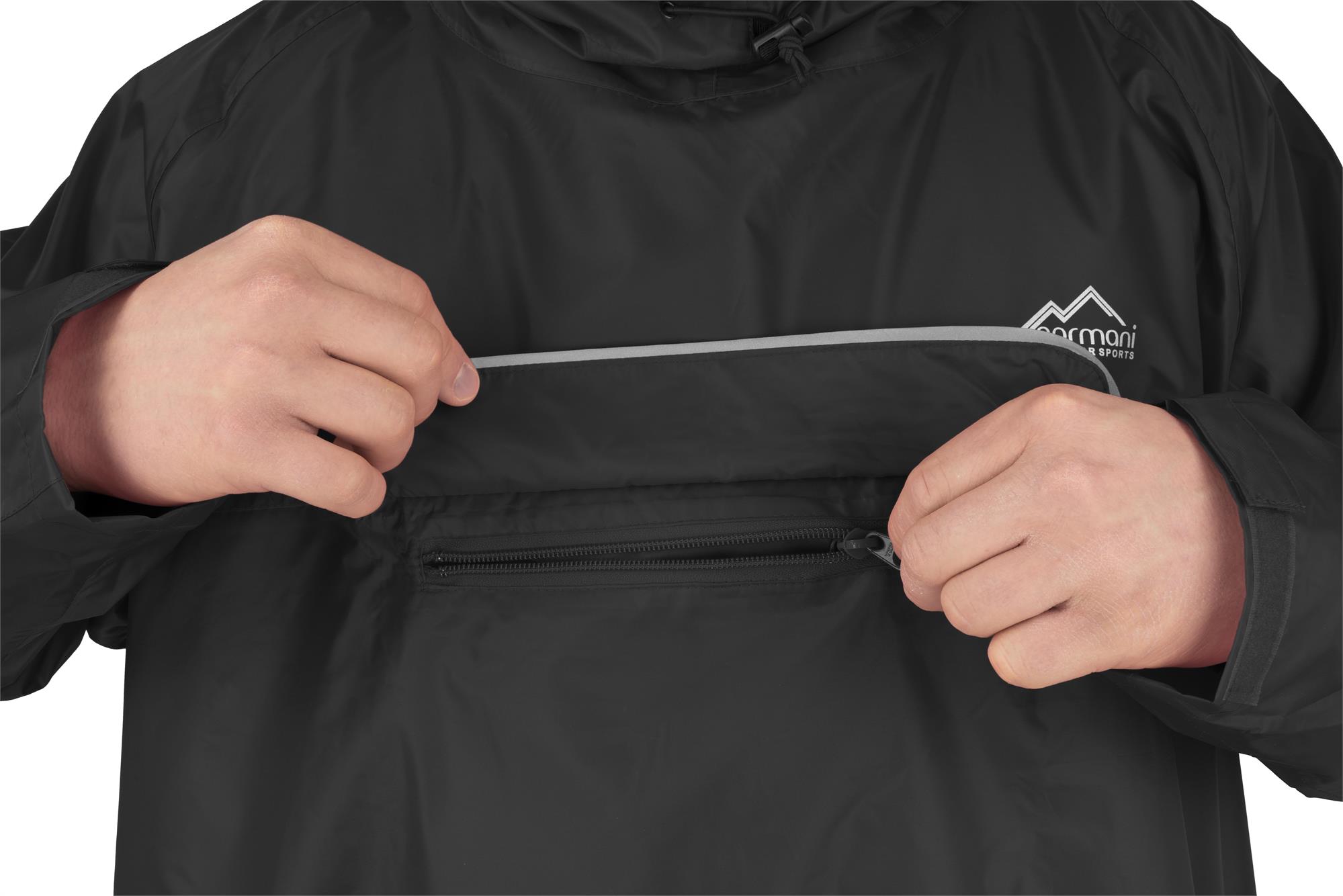 Unisex Wasserdichter Regenponcho mit Ärmeln Brusttasche Reflektoren - Extra Lang