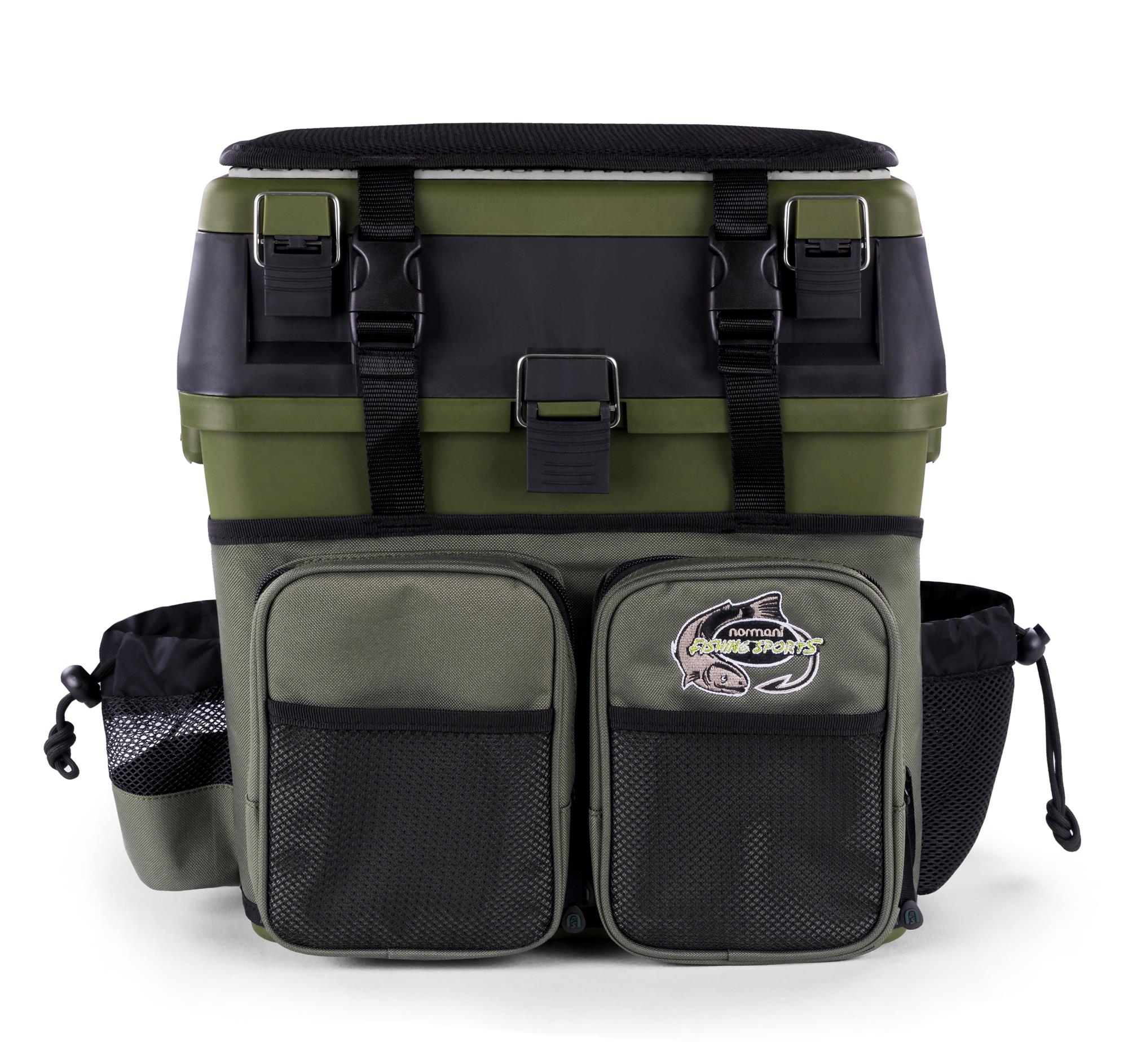 Angelkoffer Angelbox Angeltasche gepolsterte Sitzkiepe inklusive 4 Tackle-Boxen