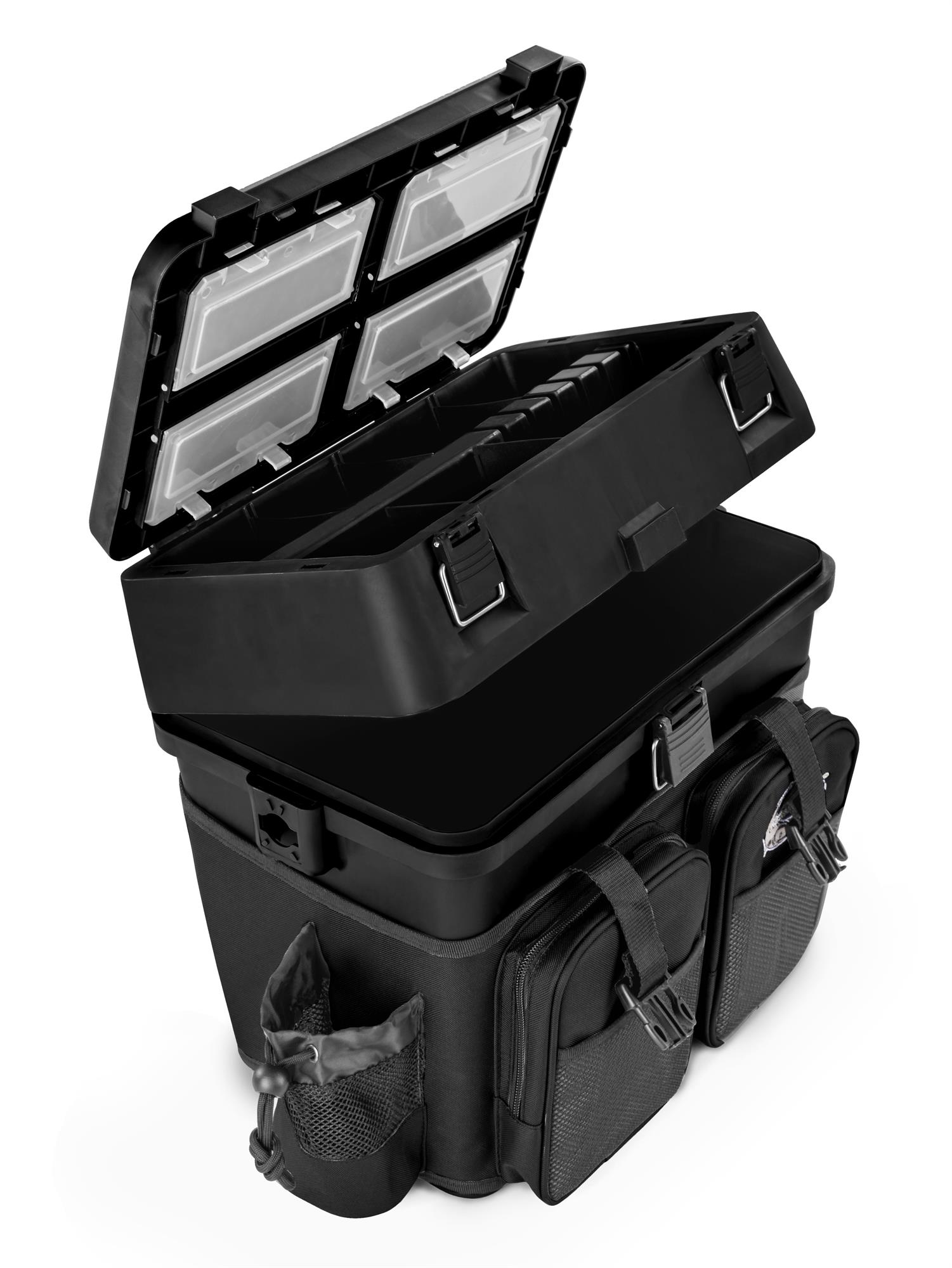 Sitzkiepe Angelrucksack Multi-Angelbox Sitz- und Gerätekasten inkl. 4 Boxen