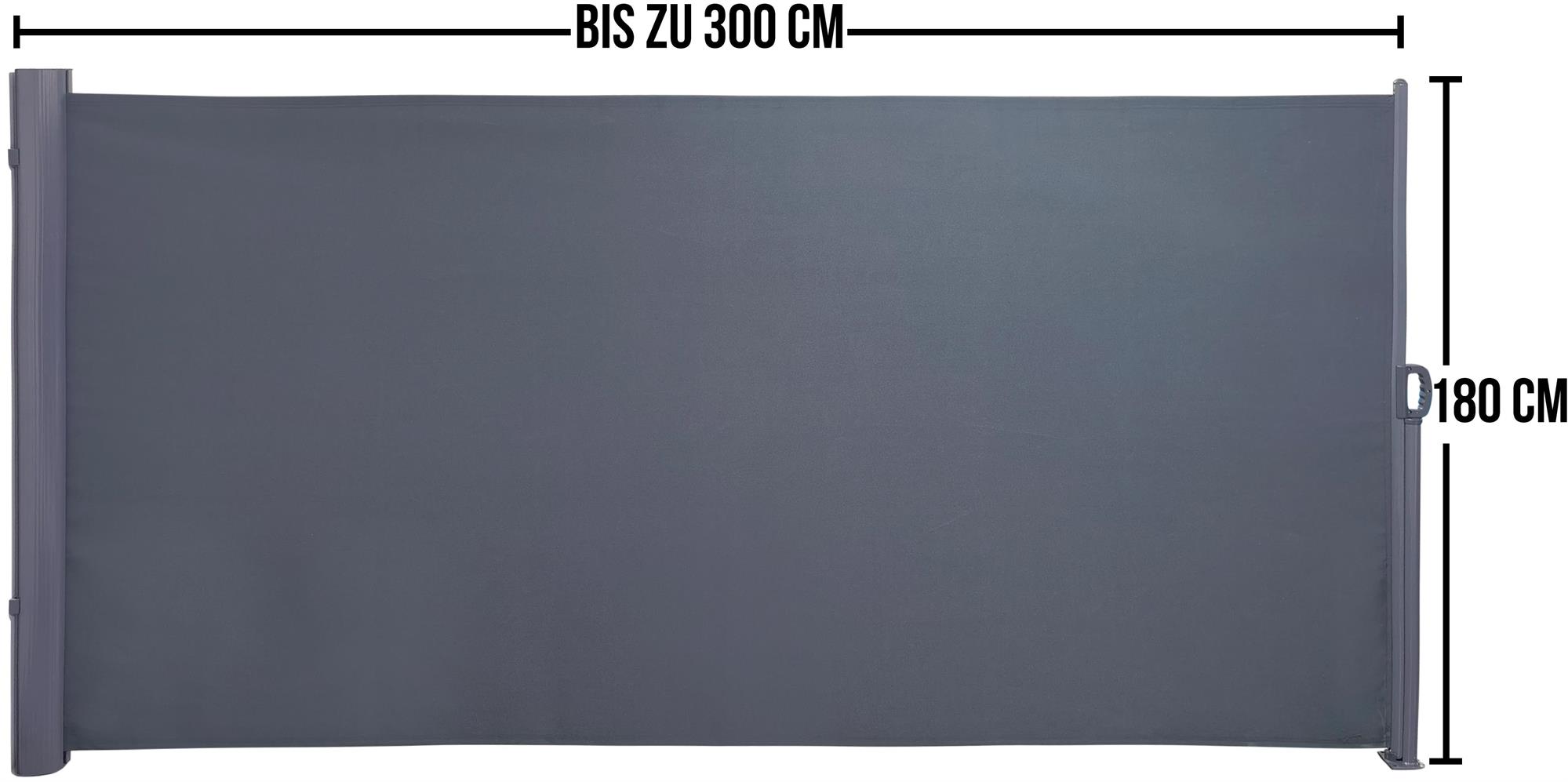 Seitenmarkise Sicht- und Sonnenschutz 180 x 300 cm Seitenrolllo Seitenschutz