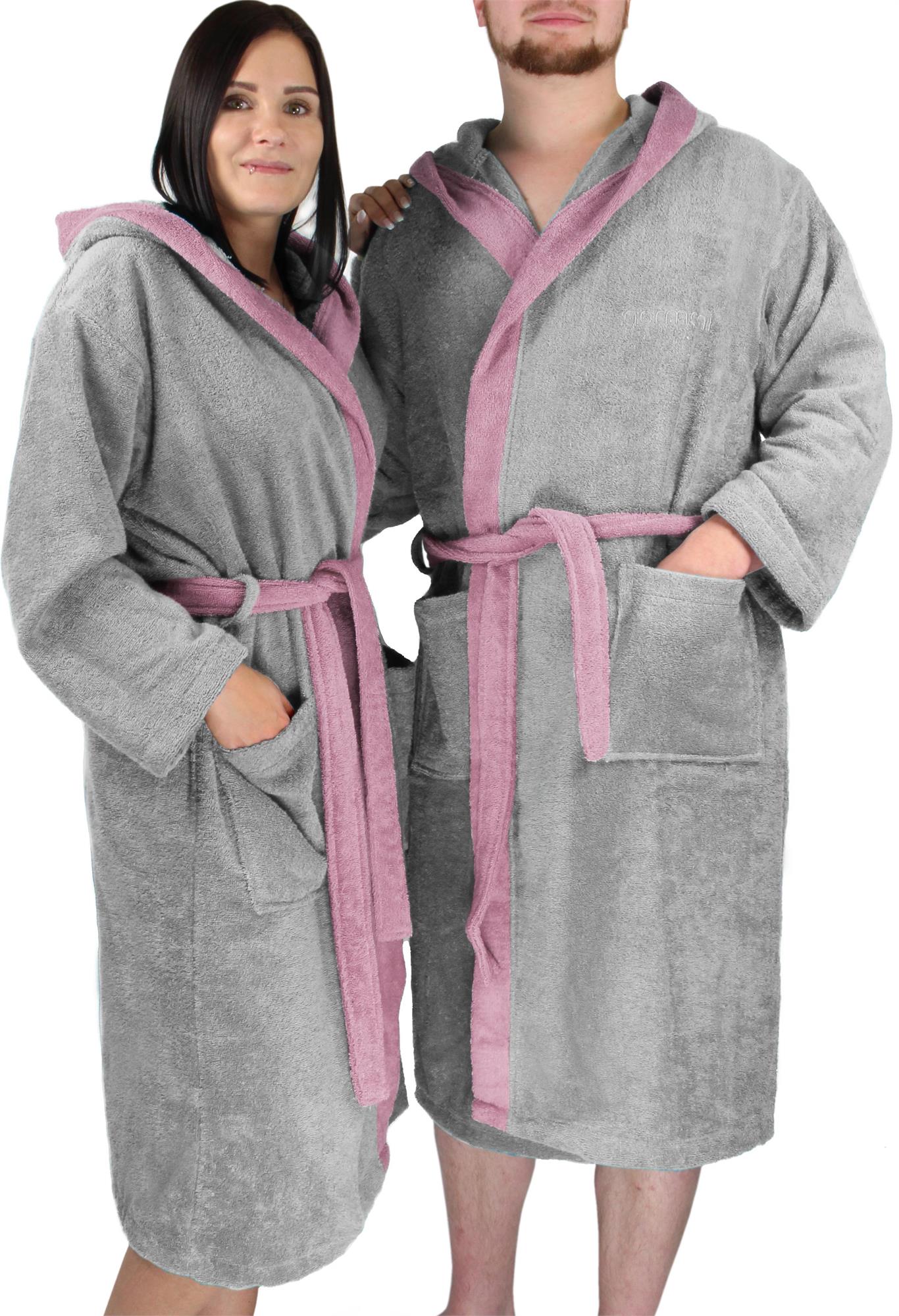 Kapuzenbademantel Frottee-Bademantel Baumwolle Damen & Herren Weich & Kuschelig - Bild 20 von 43