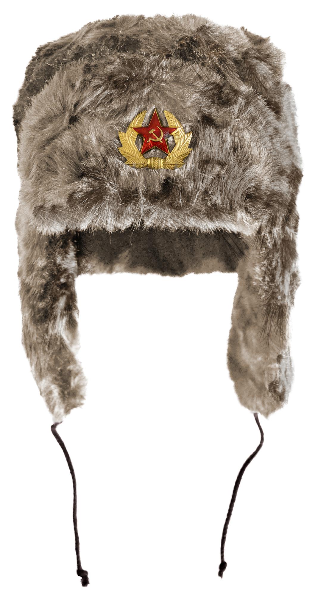 Russische Fellmütze mit Abzeichen Kokarde Winter Tschapka Uschanka ...