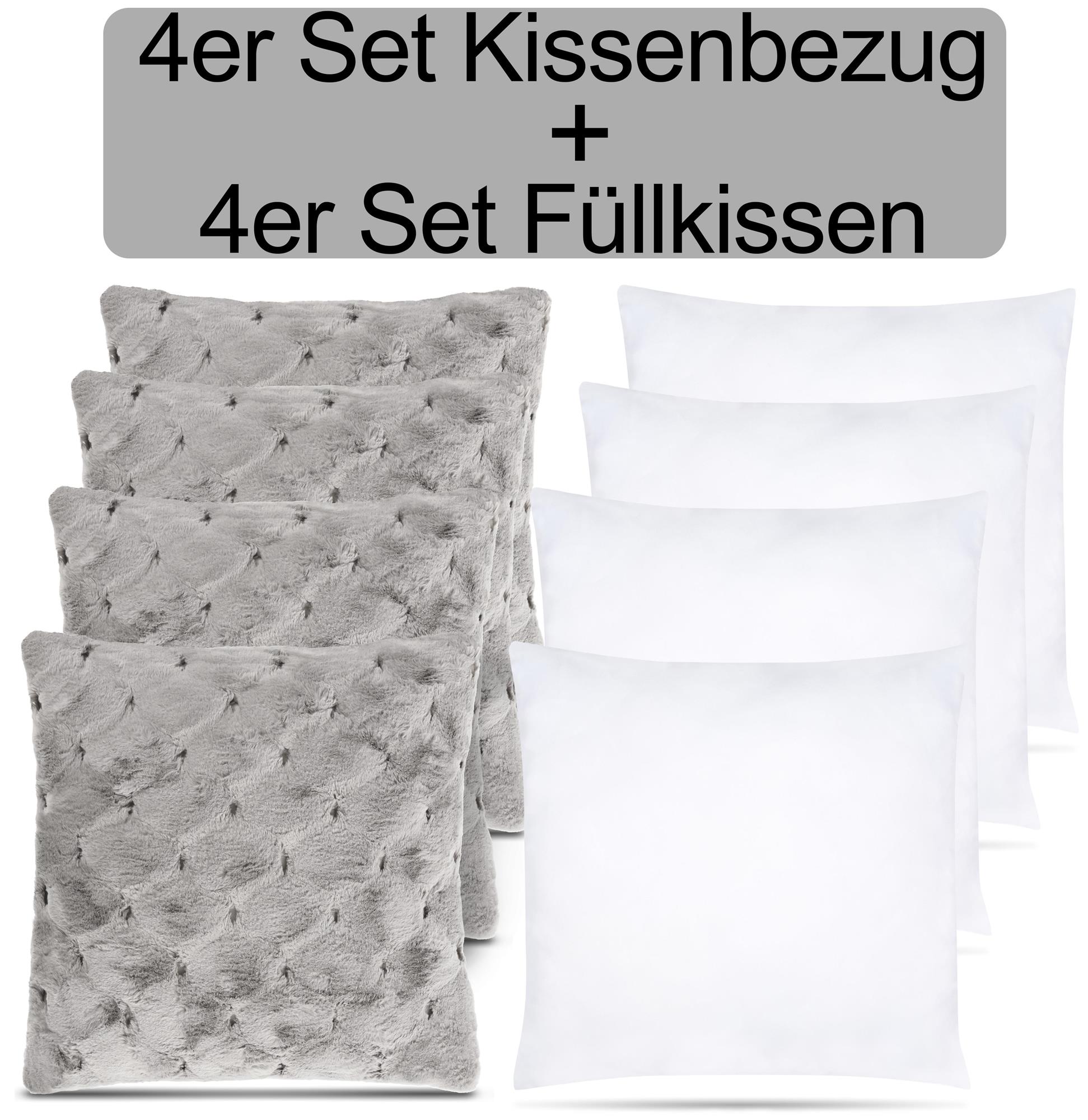 4er Set dekorative Sofa Kissen - inkl. 4 weiche Kissenfüllungen - 45 x 45 cm - - Bild 3 von 27