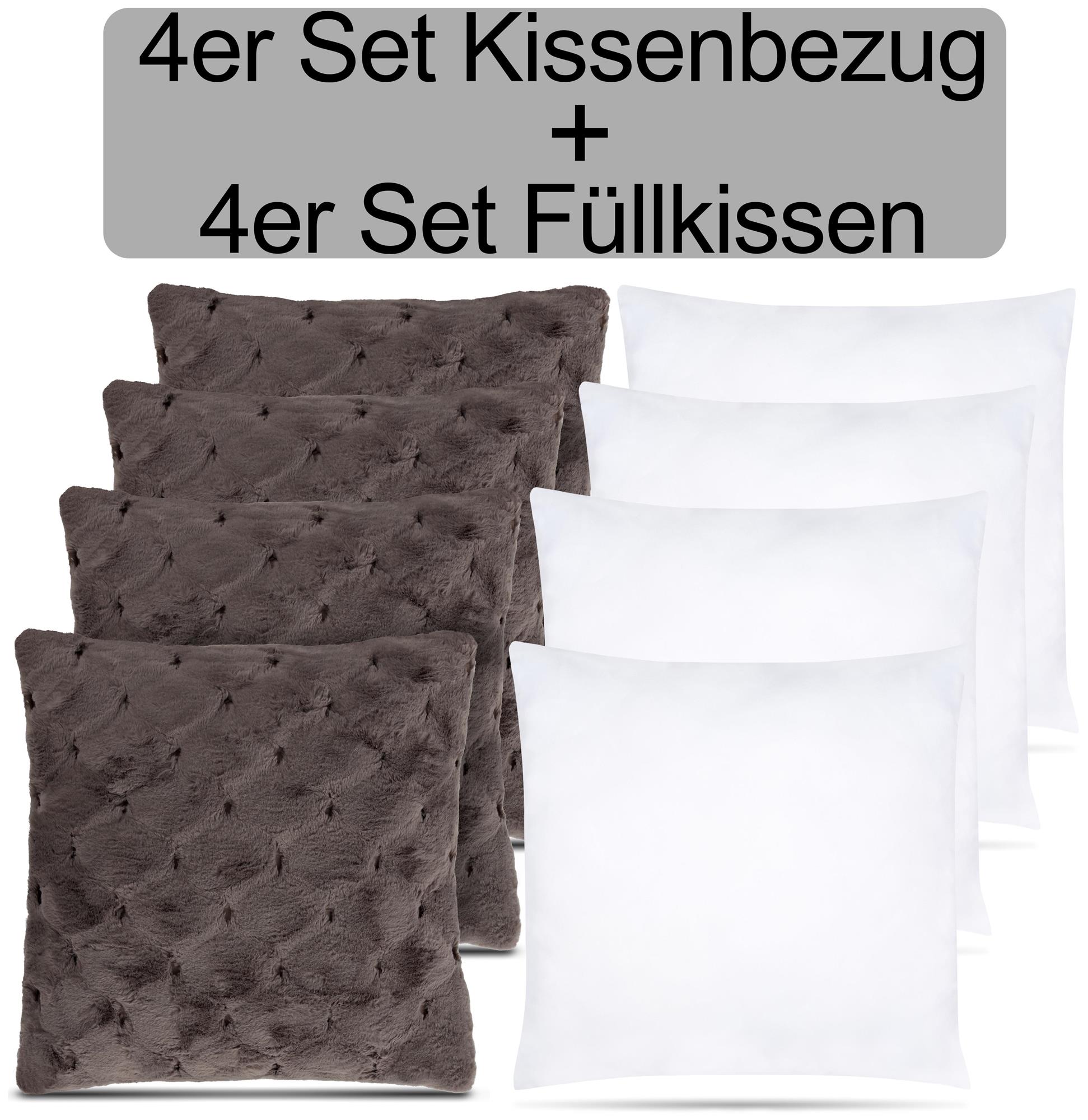 4er Set dekorative Sofa Kissen - inkl. 4 weiche Kissenfüllungen - 45 x 45 cm - - Bild 12 von 27