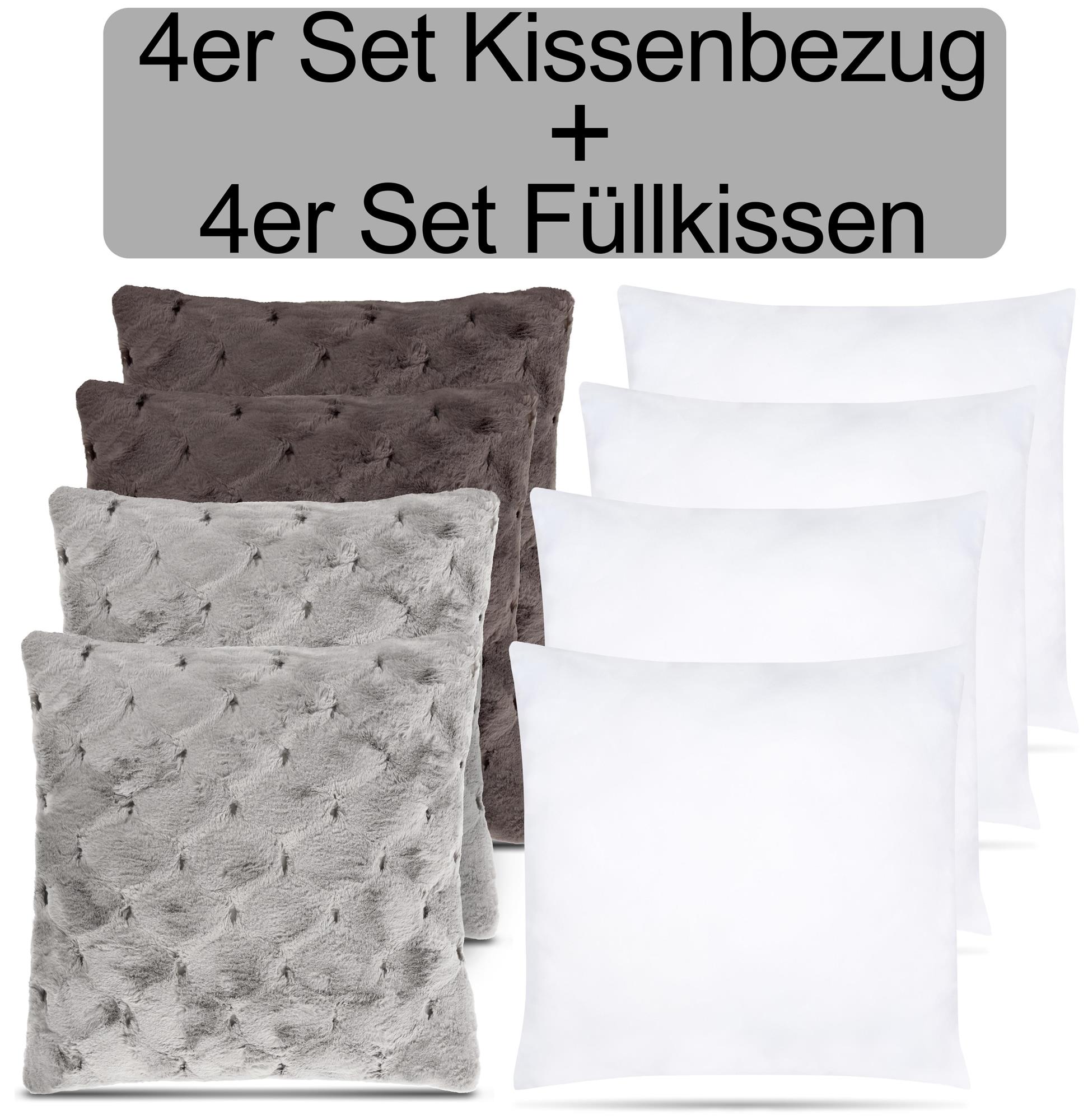 4er Set dekorative Sofa Kissen - inkl. 4 weiche Kissenfüllungen - 45 x 45 cm - - Bild 21 von 27