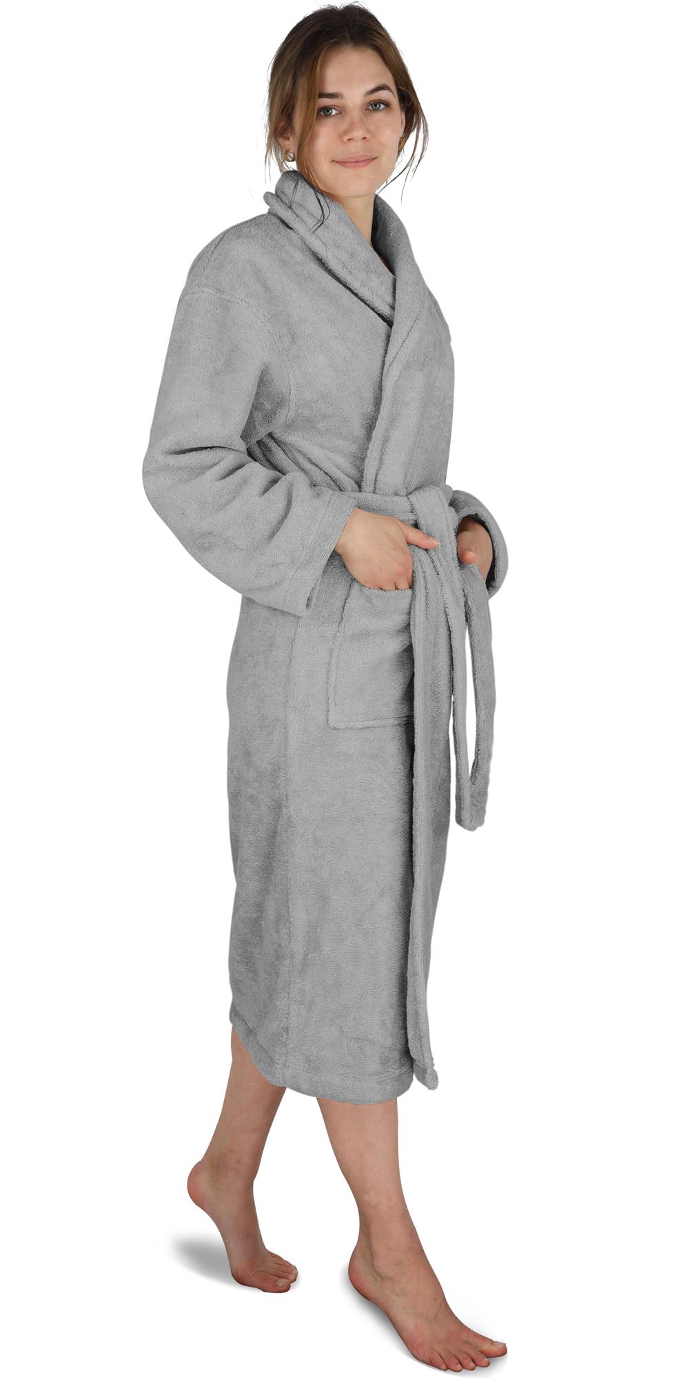 Langer Bademantel Baumwolle Frottee-Bademantel Damen & Herren Kuschelig Weich - Bild 10 von 31