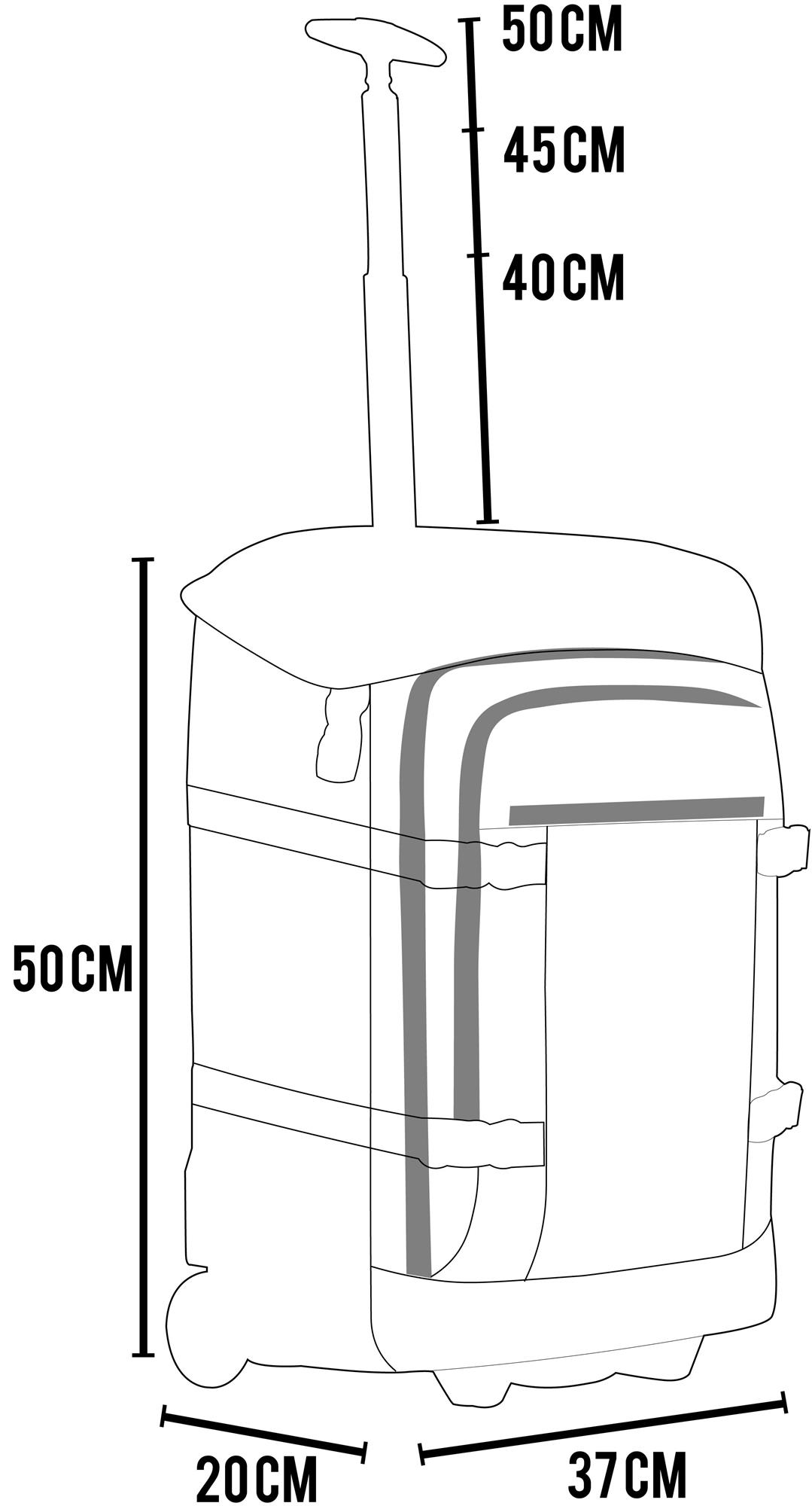 Rucksack mit Trolleyfunktion und Regenüberzug - Handgepäck 37 L 50x37x20 cm