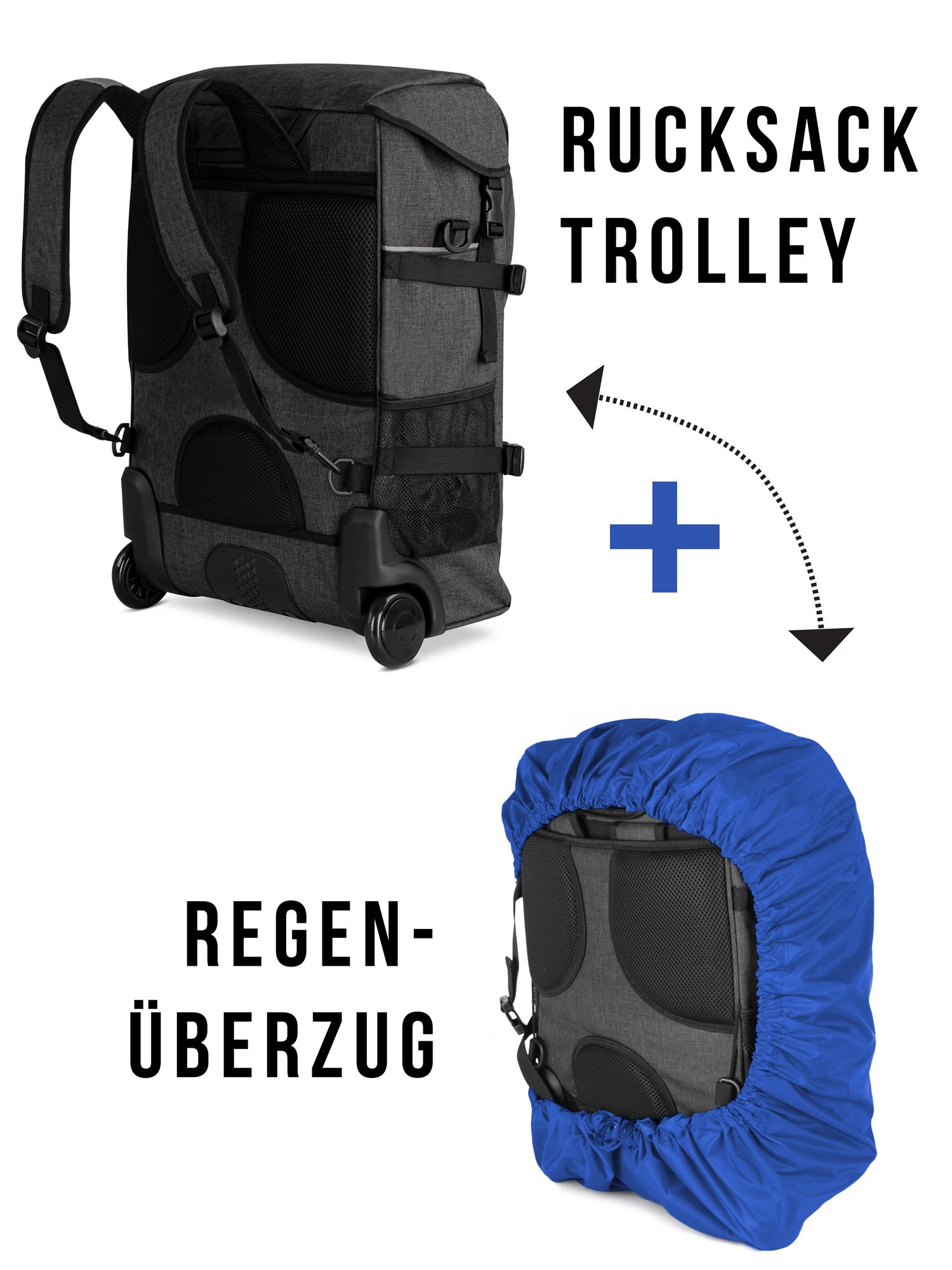 Rucksack mit Trolleyfunktion und Regenüberzug - Handgepäck 37 L 50x37x20 cm - Bild 35 von 41
