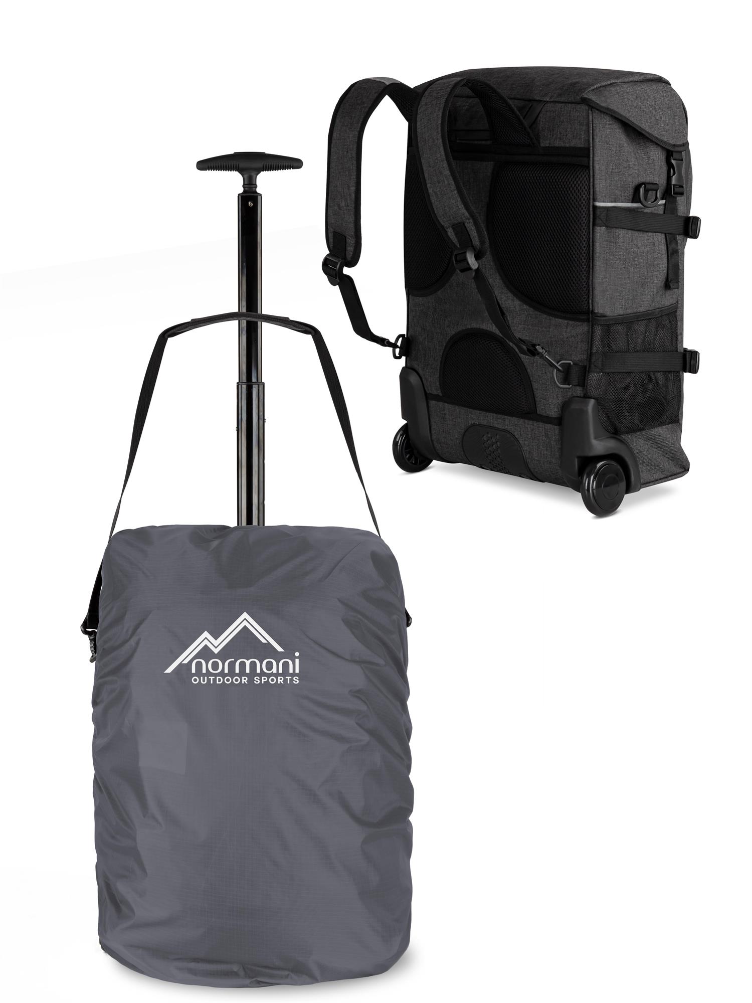 Rucksack mit Trolleyfunktion und Regenüberzug - Handgepäck 37 L 50x37x20 cm