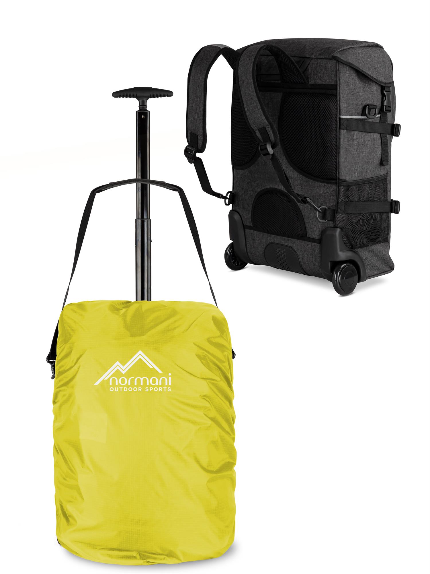 Rucksack mit Trolleyfunktion und Regenüberzug - Handgepäck 37 L 50x37x20 cm