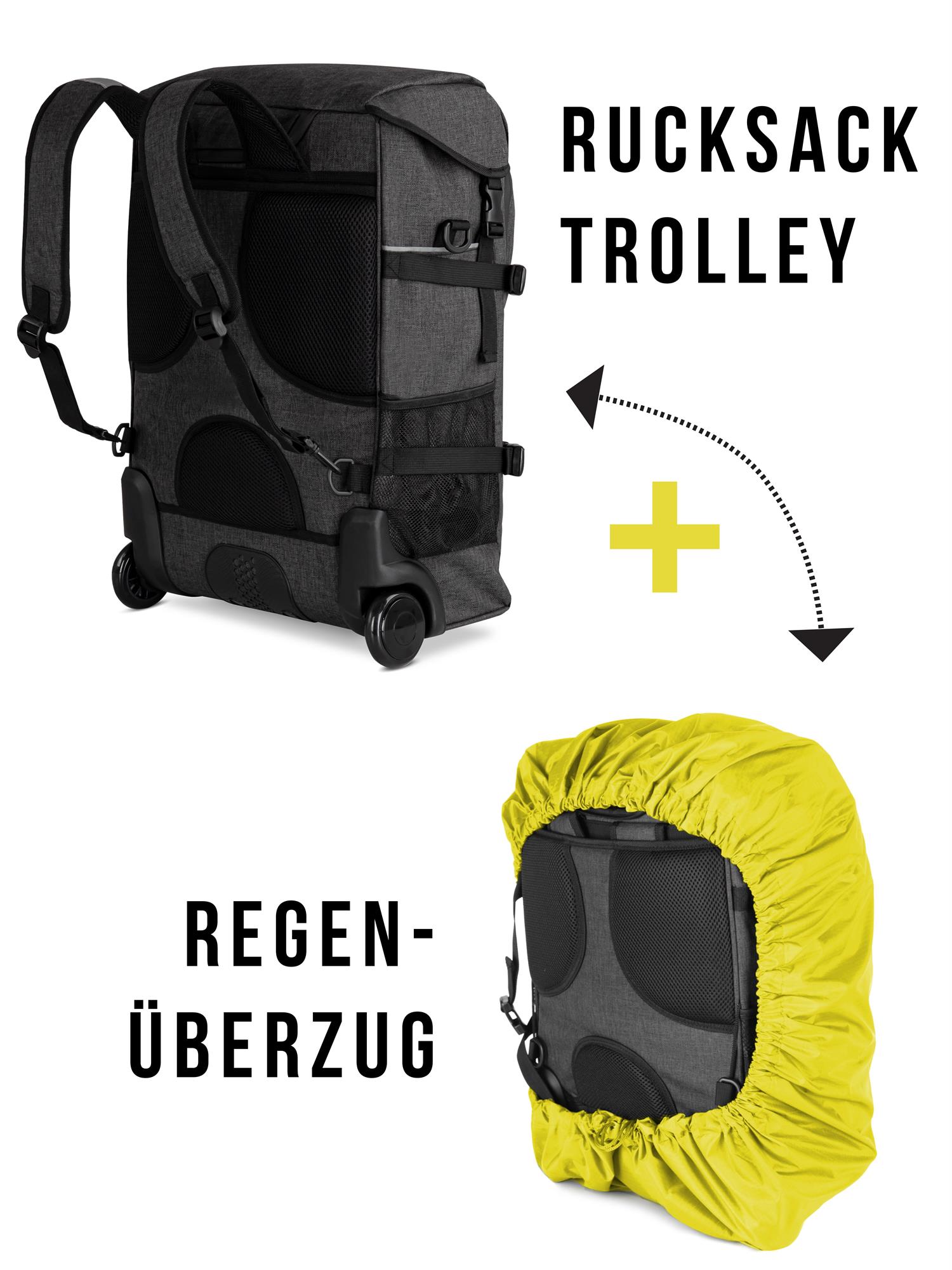 Rucksack mit Trolleyfunktion und Regenüberzug - Handgepäck 37 L 50x37x20 cm - Bild 11 von 41