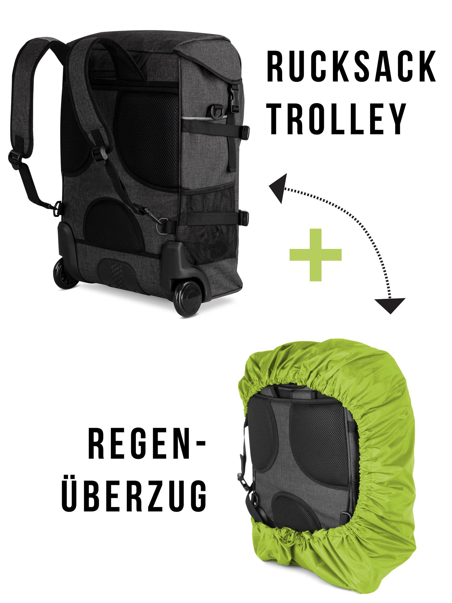Rucksack mit Trolleyfunktion und Regenüberzug - Handgepäck 37 L 50x37x20 cm - Bild 19 von 41