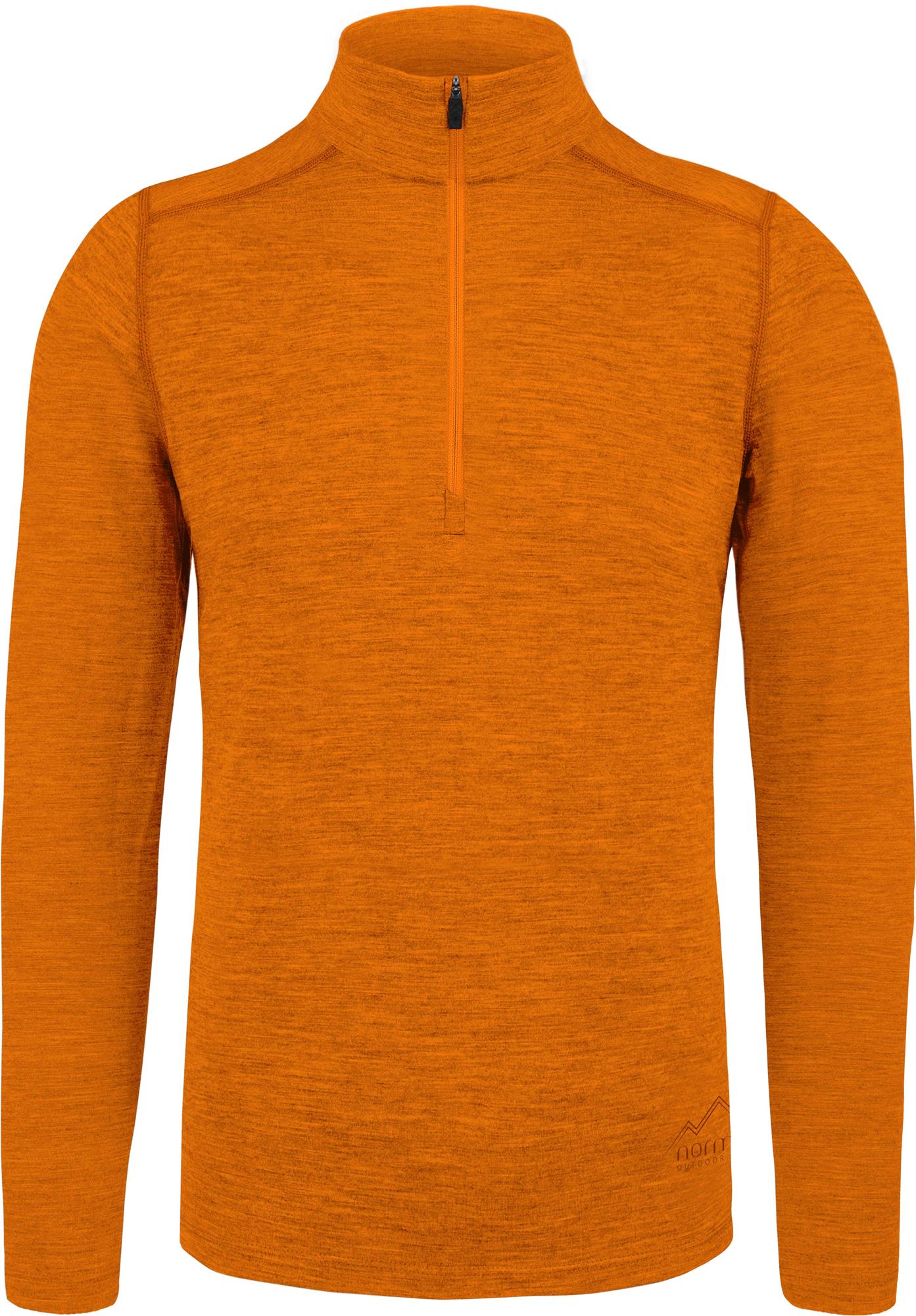 Herren Merino Pullover Langarm-Shirt mit 14 Reißverschluss - 100 Merinowolle