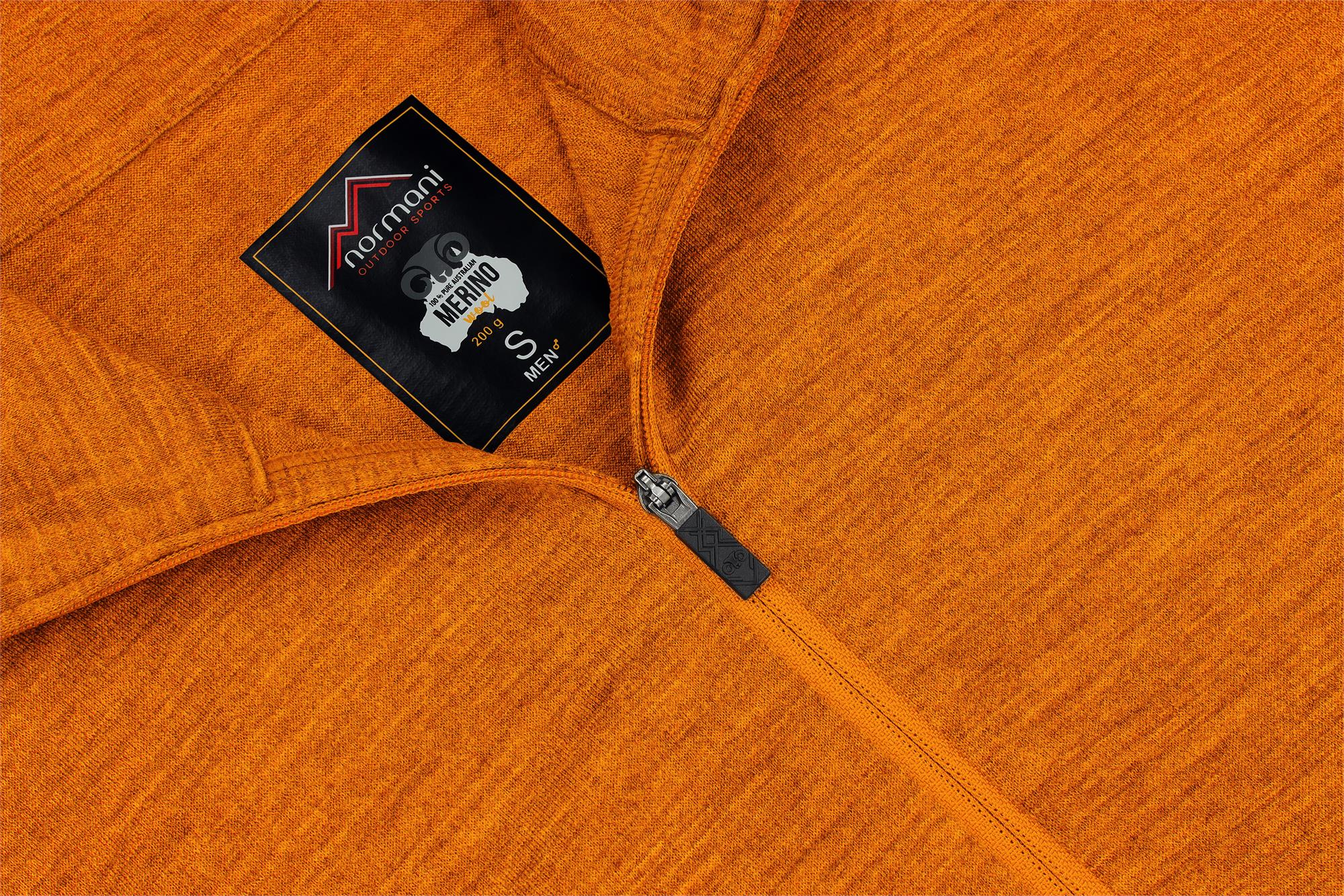 Herren Merino Pullover Langarm-Shirt mit 14 Reißverschluss - 100 Merinowolle