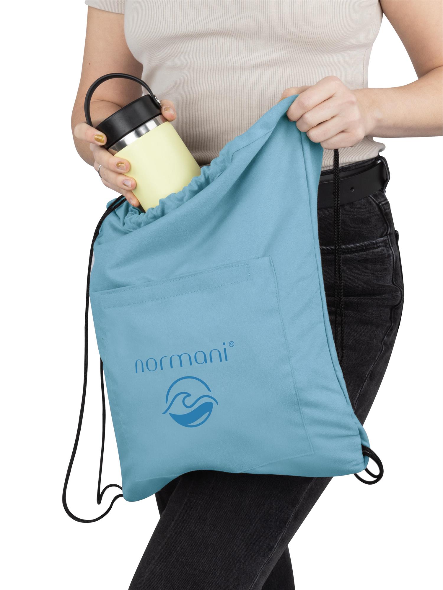 Strandhandtuch mit Rucksackfunktion - großes Handtuch 90x170 cm Badetuch - Bild 6 von 43