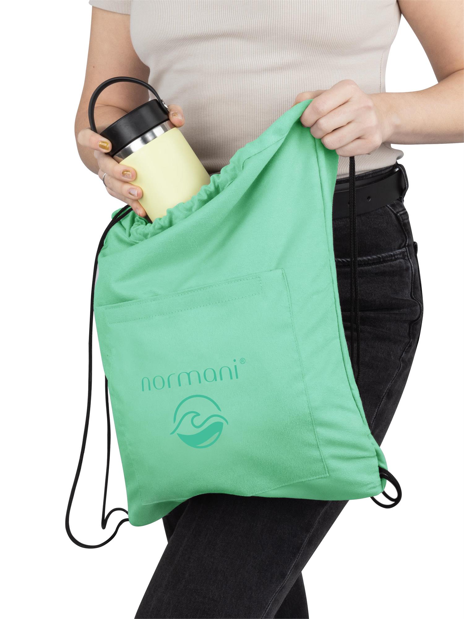 Strandhandtuch mit Rucksackfunktion - großes Handtuch 90x170 cm Badetuch - Bild 24 von 43