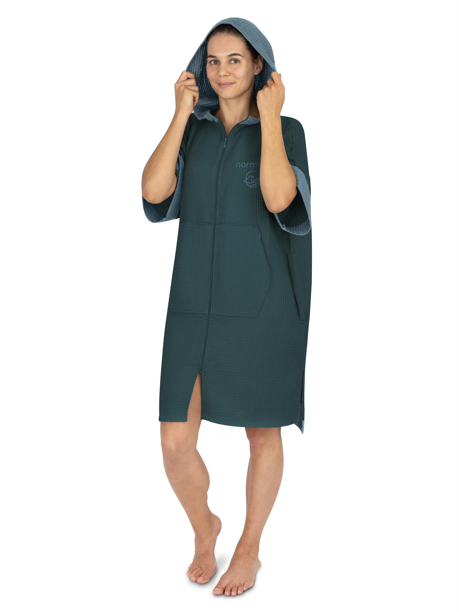 Badeponcho aus 100% Viskose | Bademantel mit Kapuze und Tasche und Umziehhilfe - Bild 20 von 29