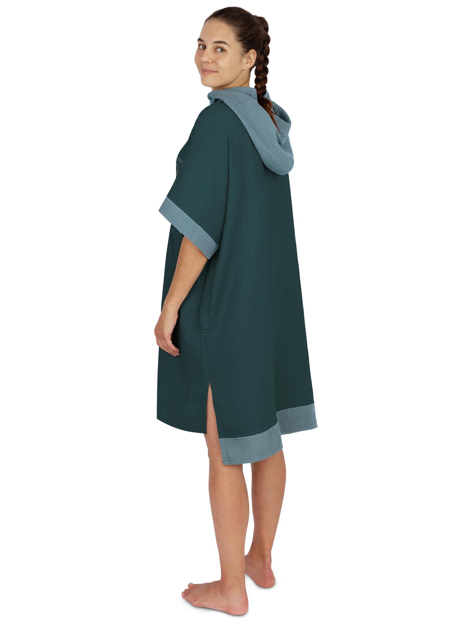 Badeponcho aus 100% Viskose | Bademantel mit Kapuze und Tasche und Umziehhilfe - Bild 21 von 29