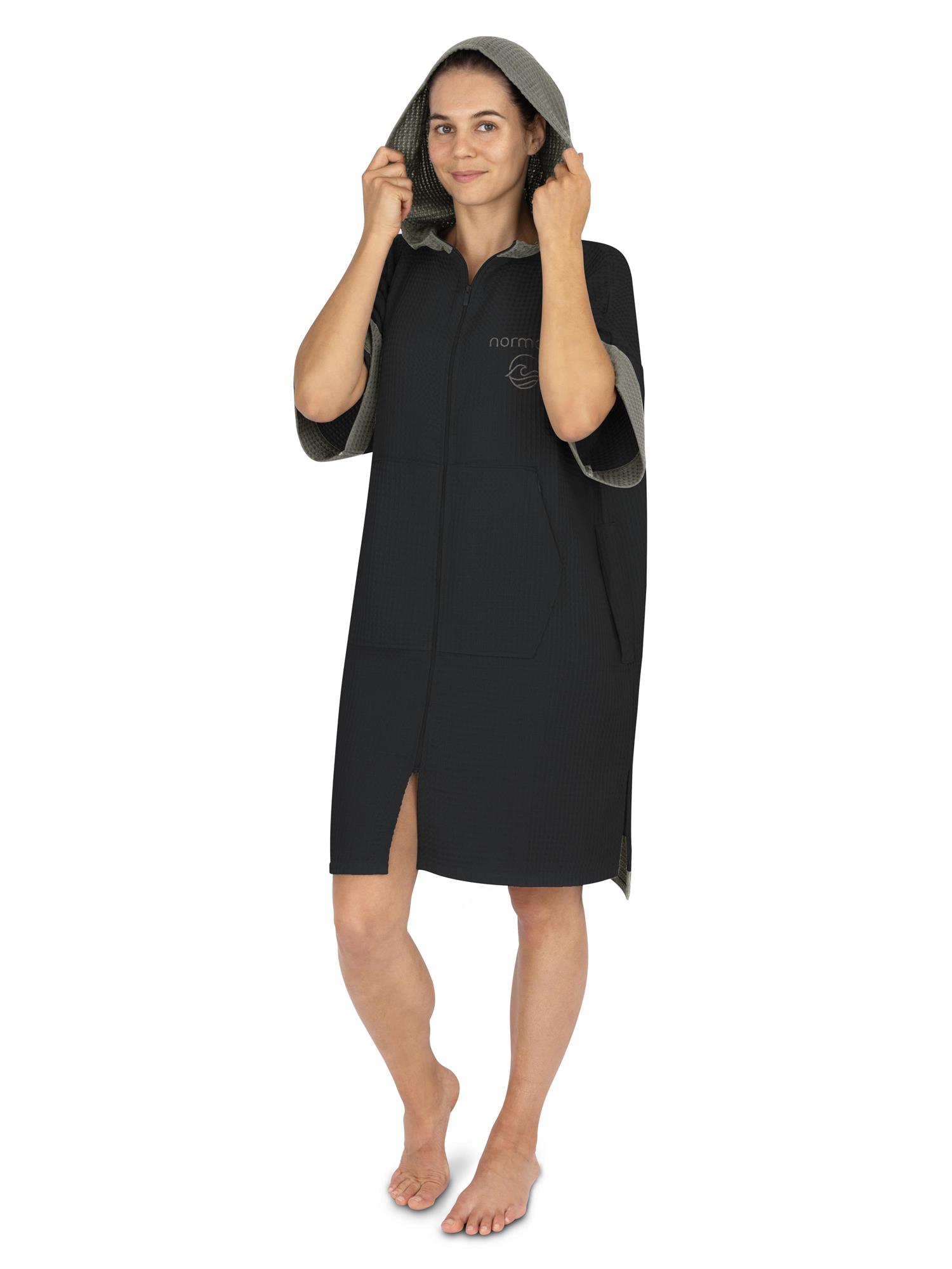 Badeponcho aus 100% Viskose | Bademantel mit Kapuze und Tasche und Umziehhilfe - Bild 6 von 29