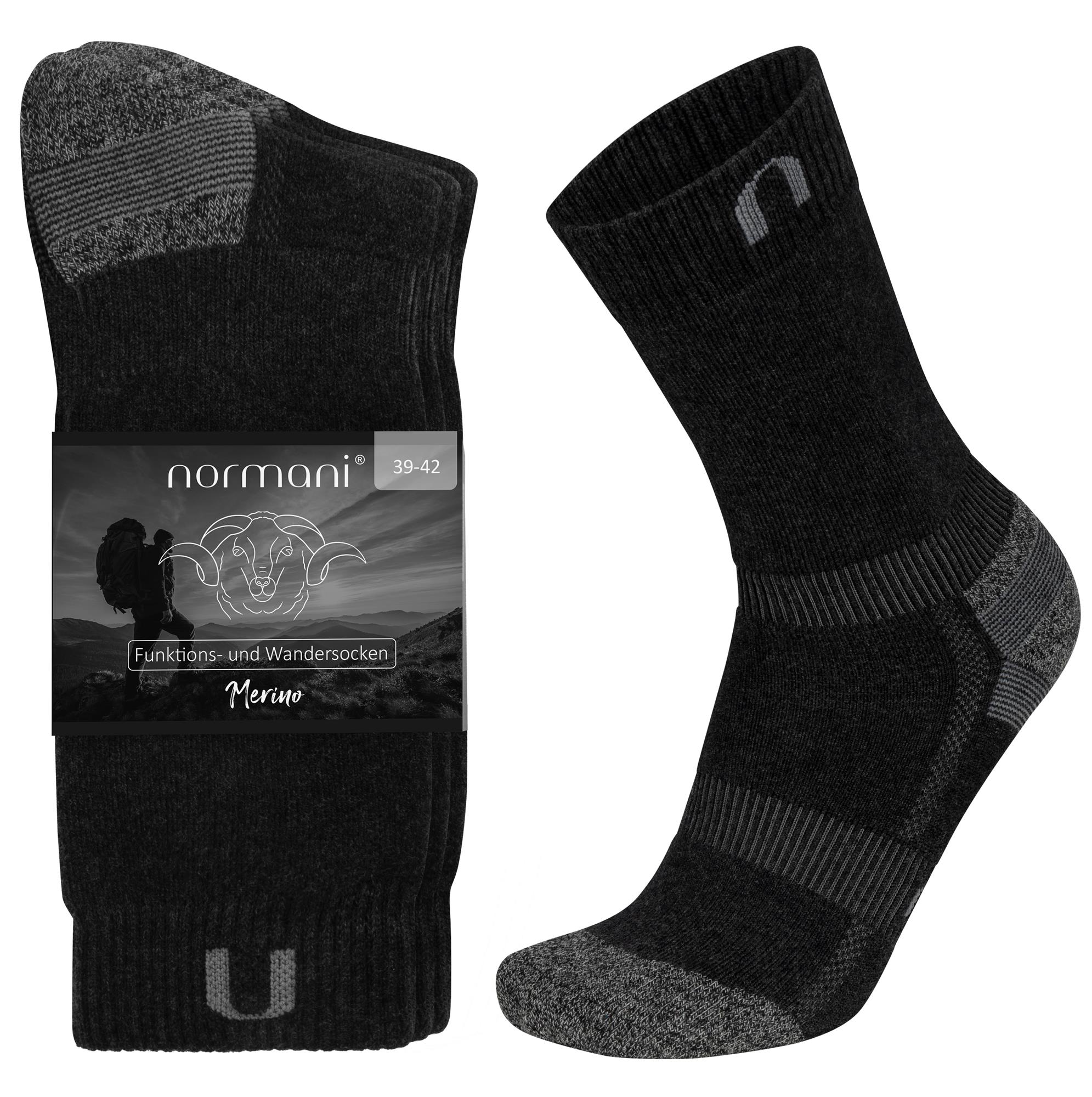 2 Paar Merino Wander- und Funktionssocken, warm, atmungsaktiv langlebig