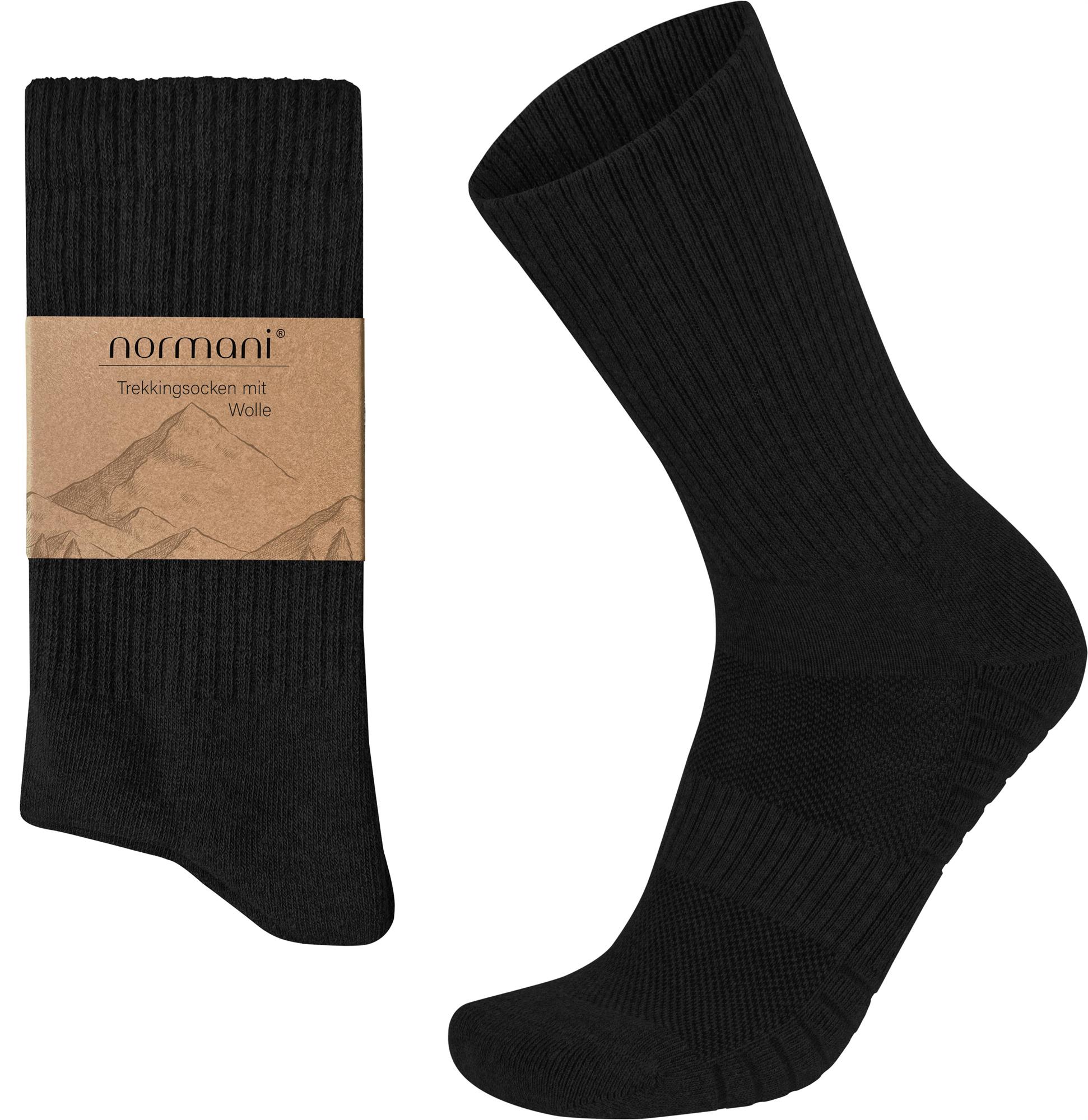 4 Paar Trekking-Wollsocken Mit Polstersohle, Komfortbund Atmungsaktiv