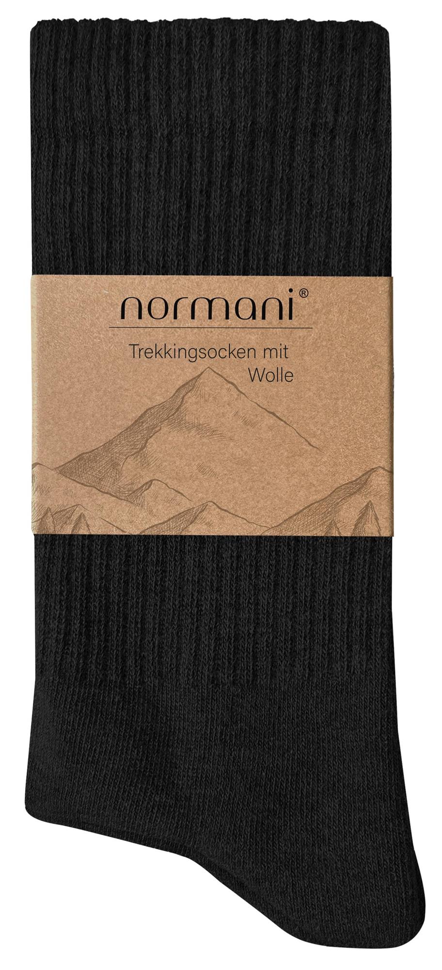 4 Paar Trekking-Wollsocken Mit Polstersohle, Komfortbund Atmungsaktiv