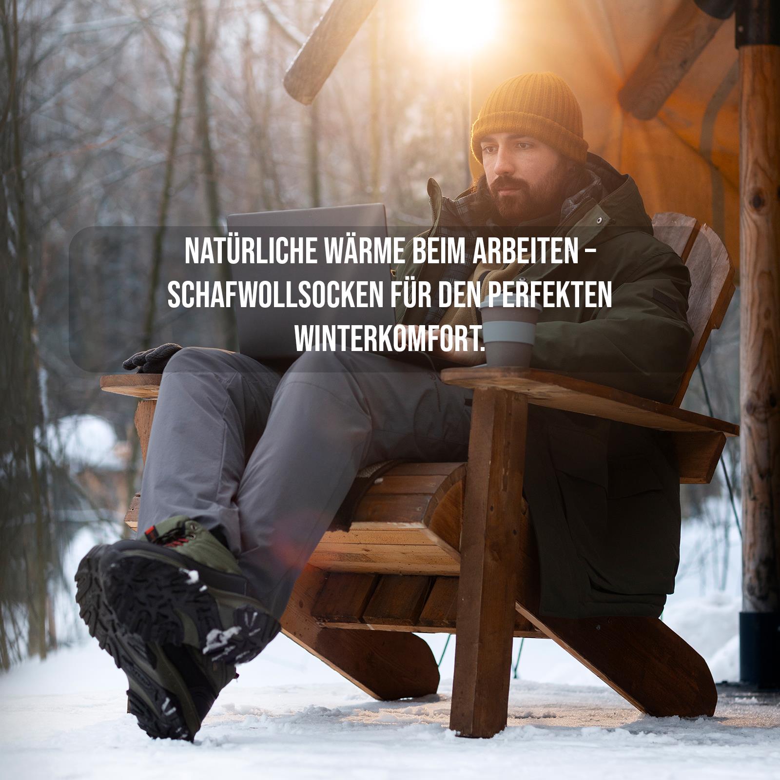 Warme Wintersocken aus 100% Schafwolle Plüschsohle, atmungsaktiv, geruchshemmend - Bild 6 von 17