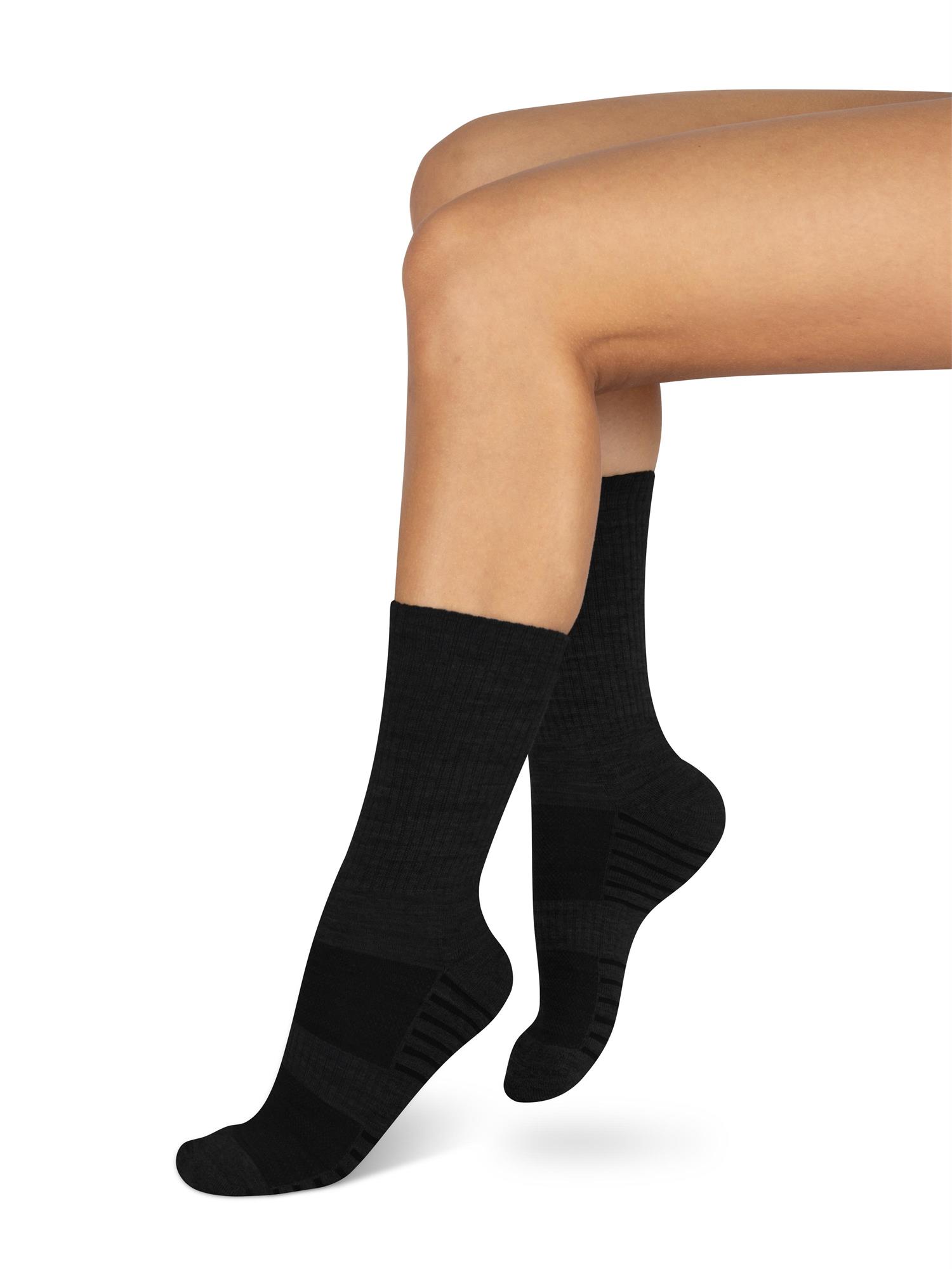 4 Paar Trekking-Wollsocken Mit Polstersohle, Komfortbund Atmungsaktiv