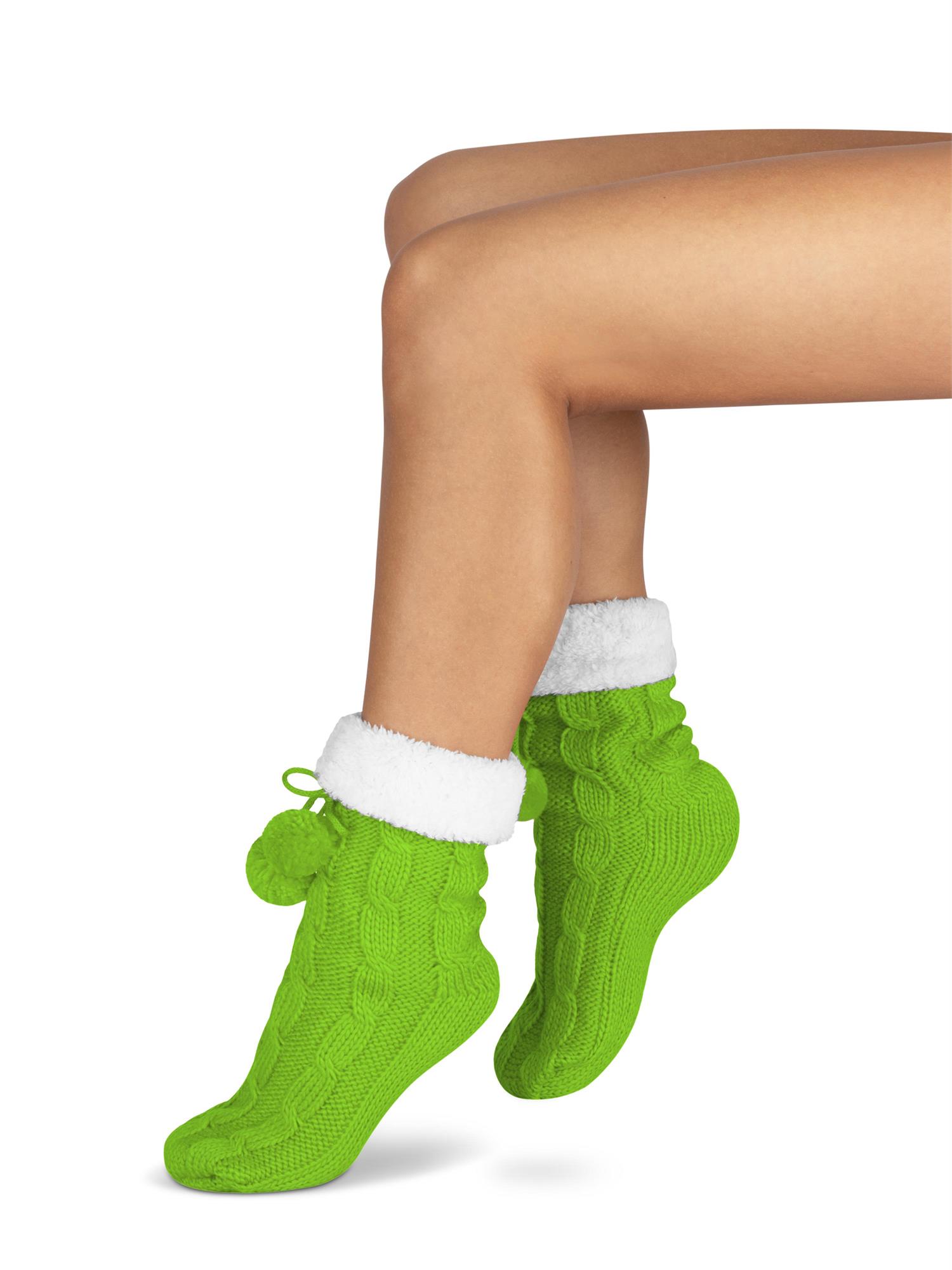 Bommel-Strick-Kuschelsocken mit Noppen |mit ABS |Hüttenschuhe | Hausschuh Ersatz - Bild 48 von 53