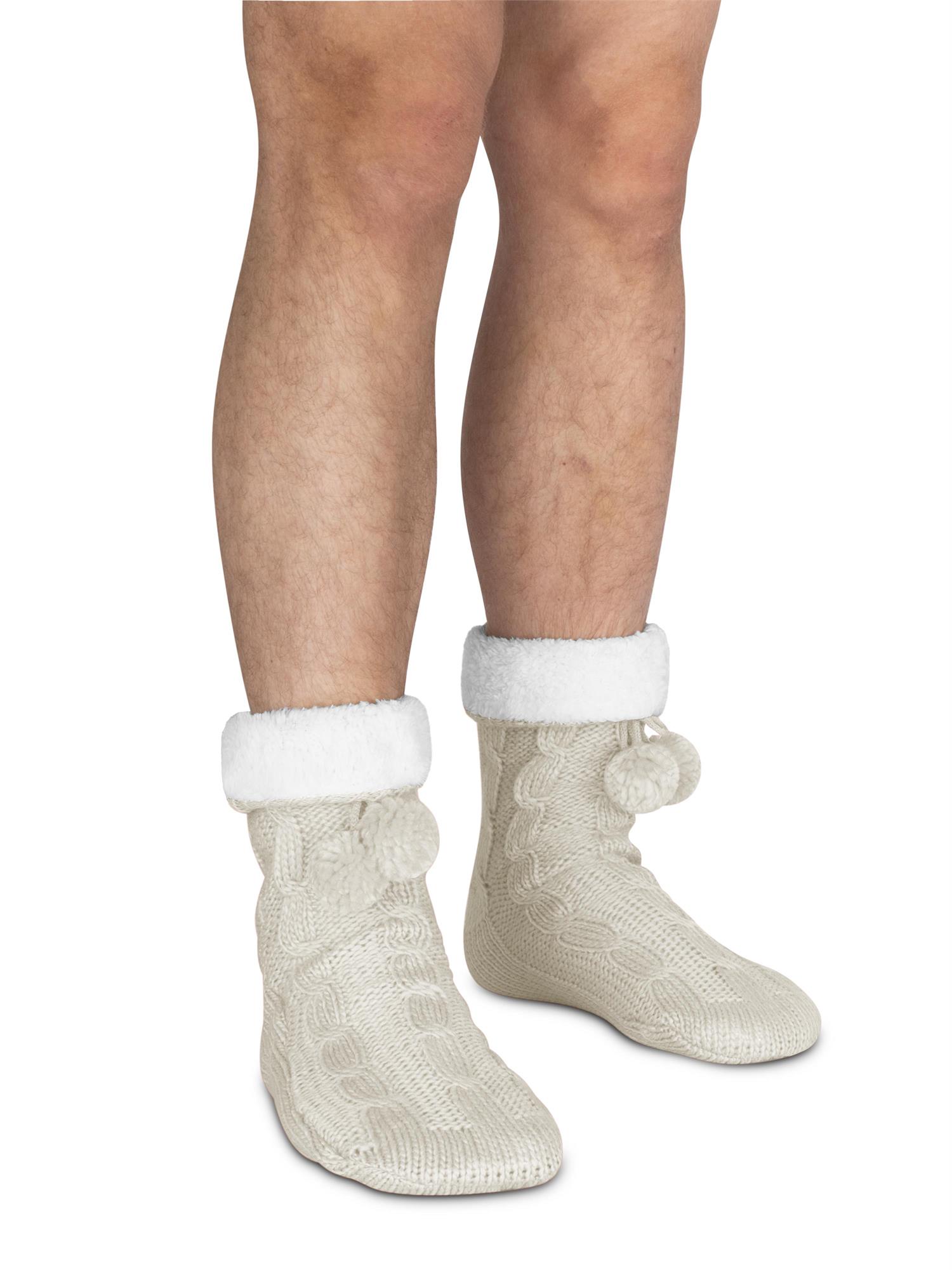 Bommel-Strick-Kuschelsocken mit Noppen |mit ABS |Hüttenschuhe | Hausschuh Ersatz - Bild 13 von 53
