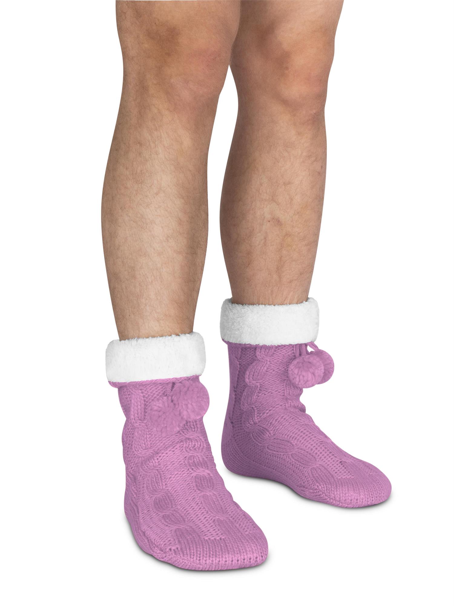 Bommel-Strick-Kuschelsocken mit Noppen |mit ABS |Hüttenschuhe | Hausschuh Ersatz - Bild 17 von 53