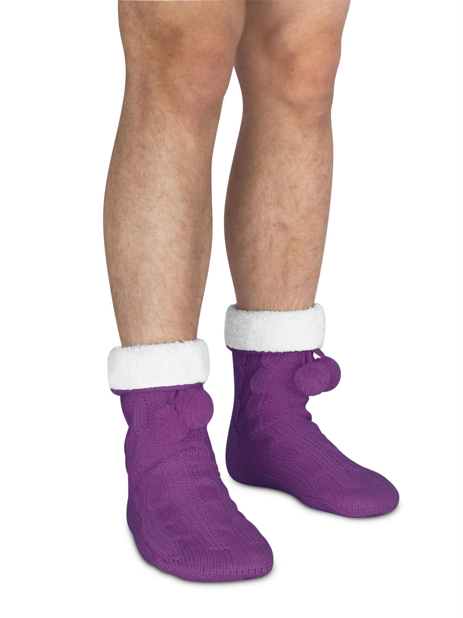 Bommel-Strick-Kuschelsocken mit Noppen |mit ABS |Hüttenschuhe | Hausschuh Ersatz - Bild 21 von 53