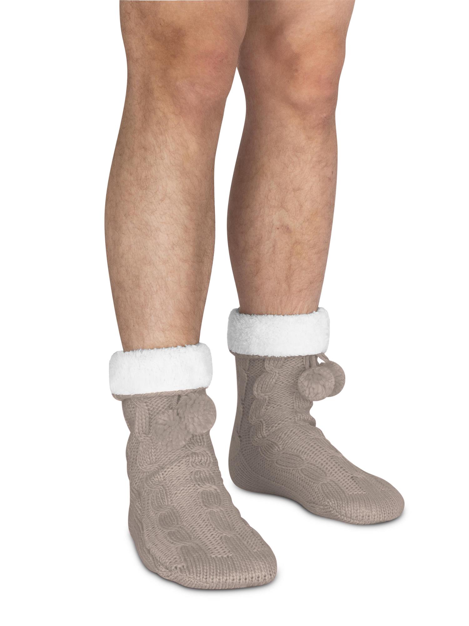 Bommel-Strick-Kuschelsocken mit Noppen |mit ABS |Hüttenschuhe | Hausschuh Ersatz - Bild 37 von 53