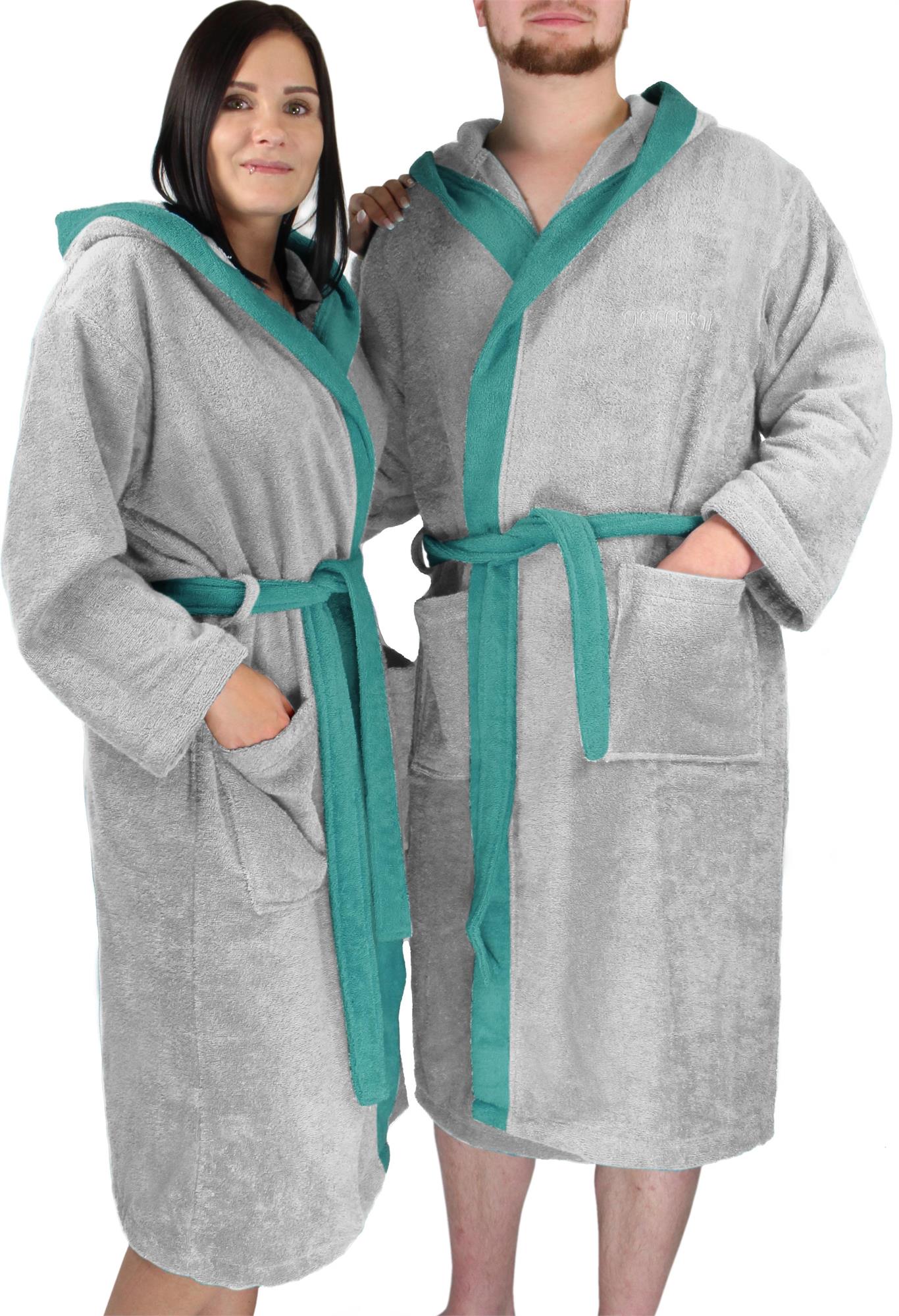 Kapuzenbademantel Frottee-Bademantel Baumwolle Damen & Herren Weich & Kuschelig - Bild 27 von 43
