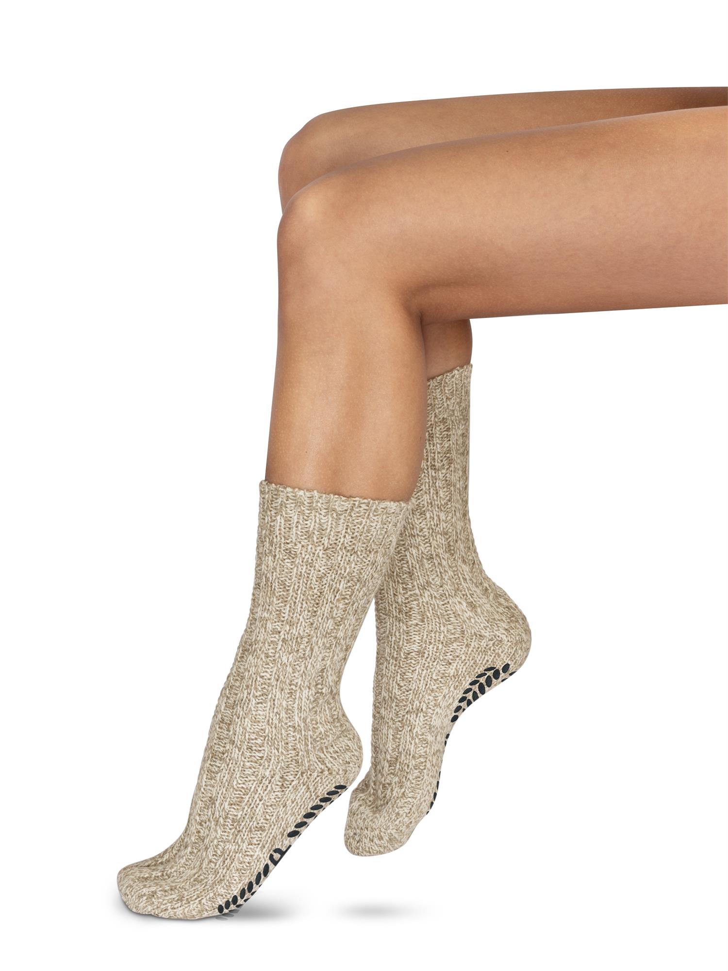 2 Paar Norweger-ABS-Socken Schafwolle, Rutschfest, Wärmend, Hausschuhersatz