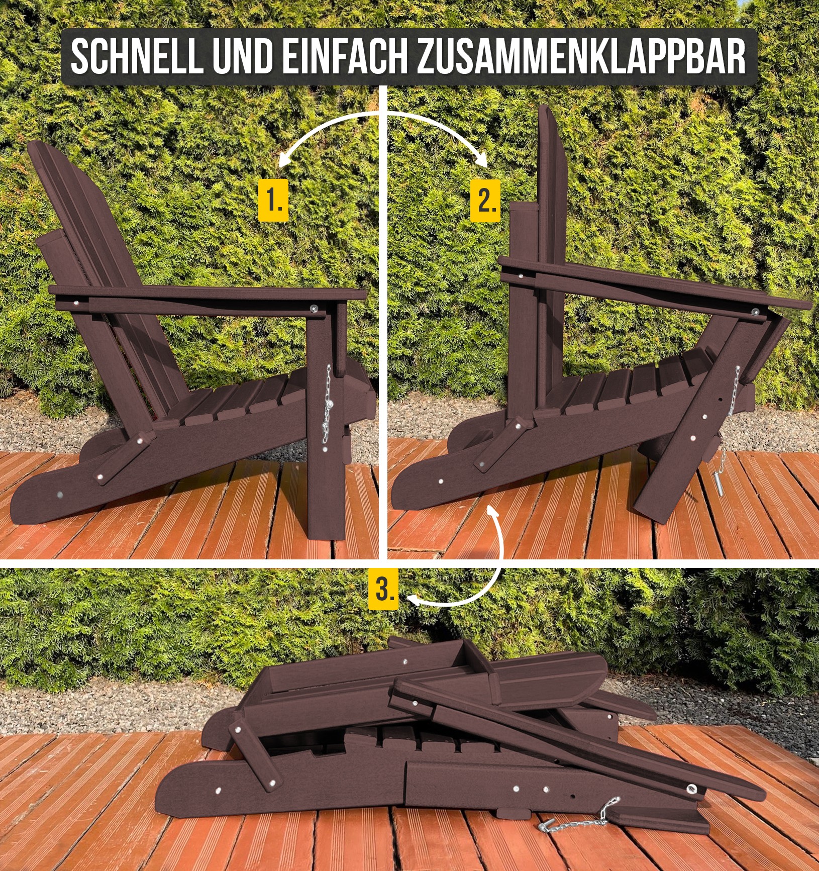 Original Adirondack Gartenstuhl Faltbarer Outdoor Stuhl aus recyceltem Material - Bild 13 von 37